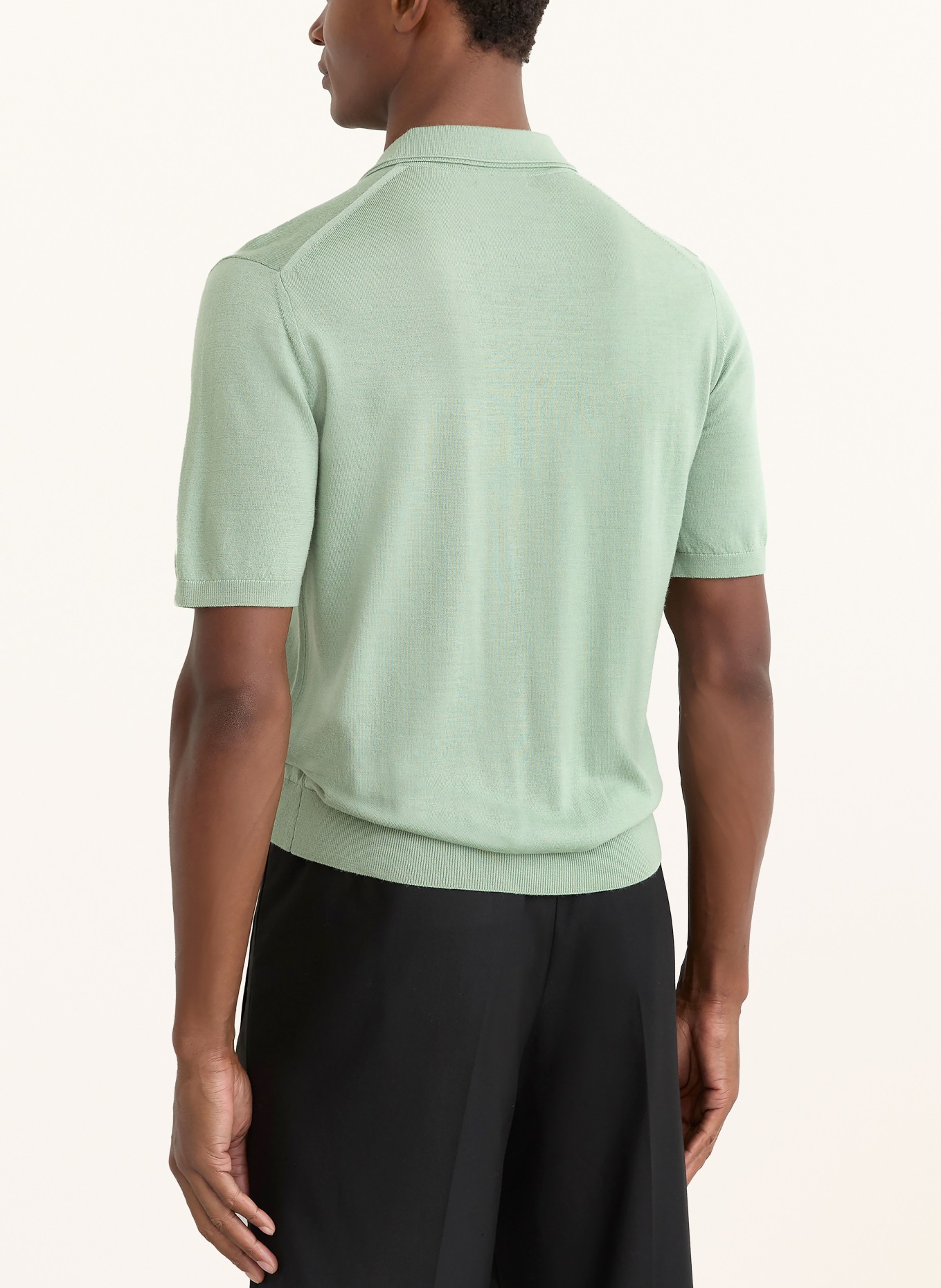 REISS Polo en maille DUCHIE en laine mérinos: VERT CLAIR