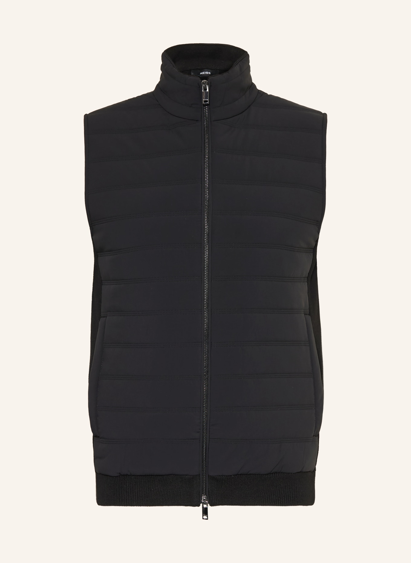 REISS Steppvest NEWFORD in materiaalmix: ZWART