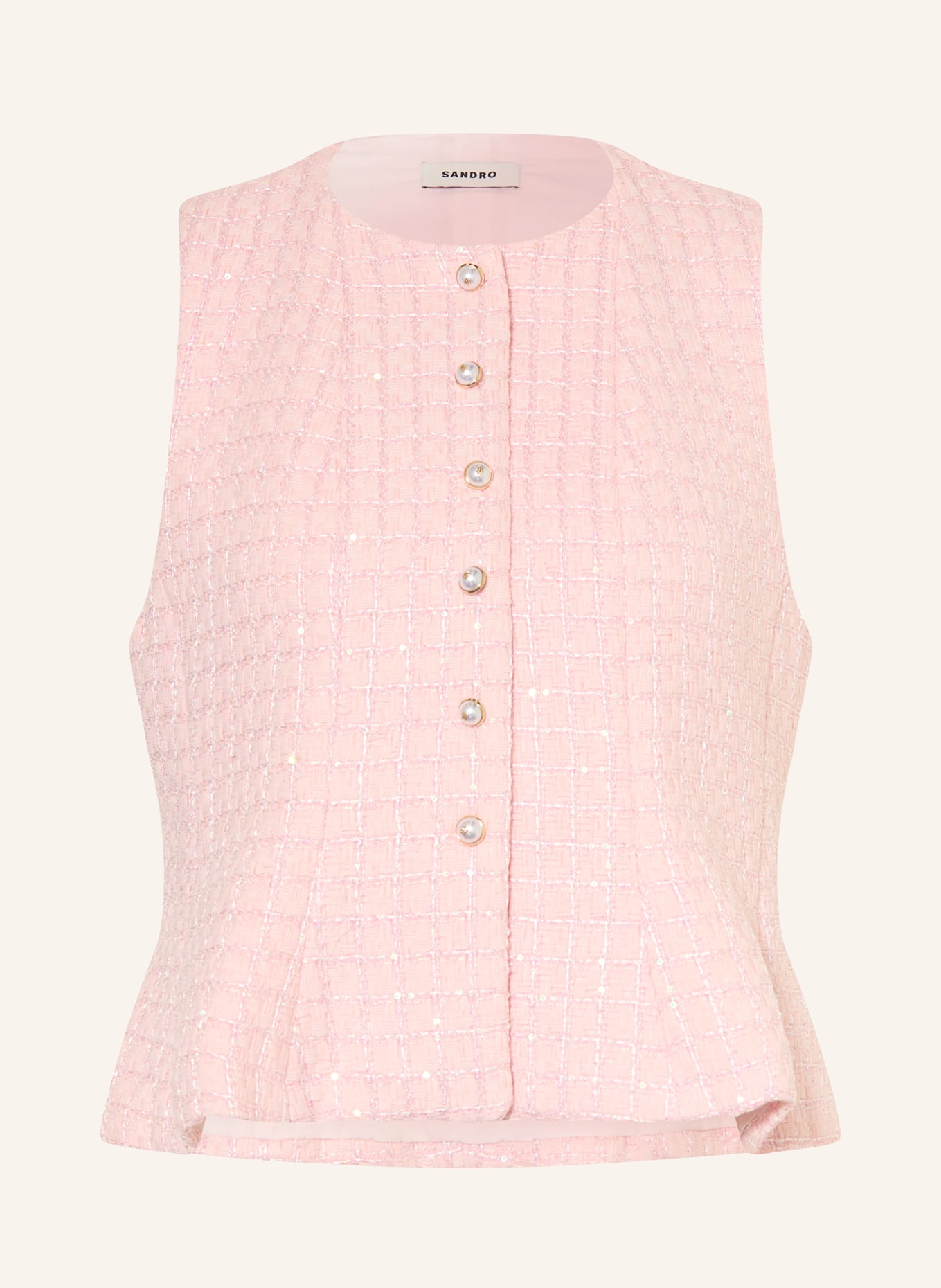 SANDRO Kamizelka bouclé z cekinami: RÓŻOWY