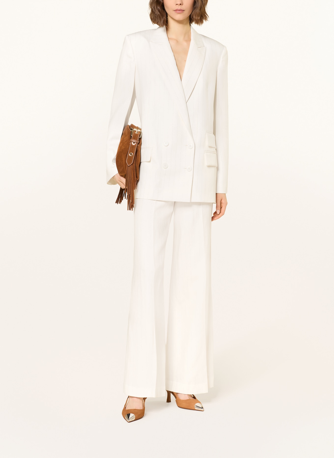 maje Marlenehose mit Leinen und Glitzergarn: WEISS