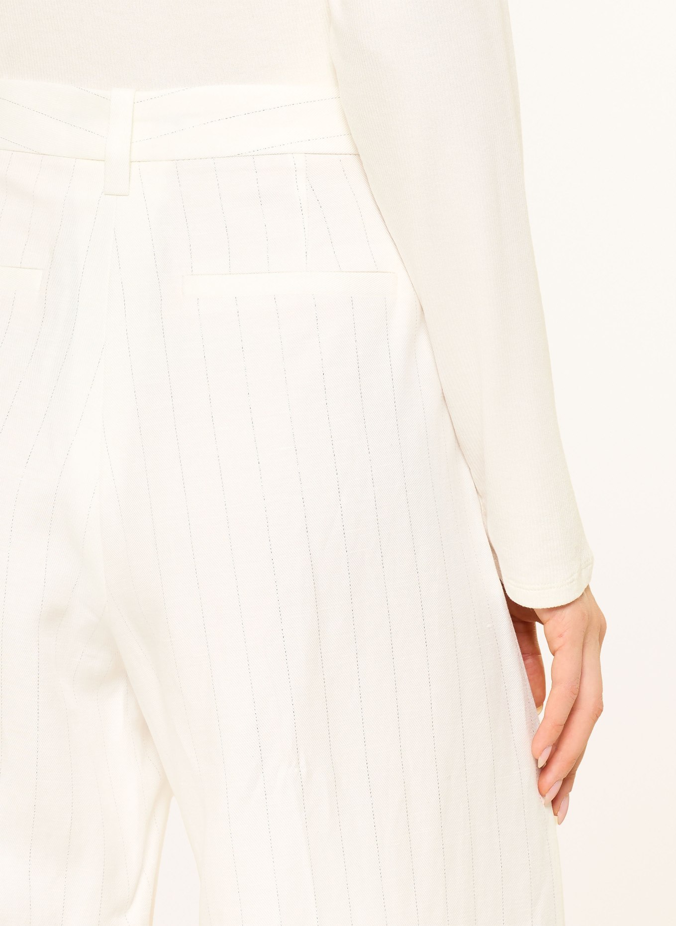 maje Marlenehose mit Leinen und Glitzergarn: WEISS