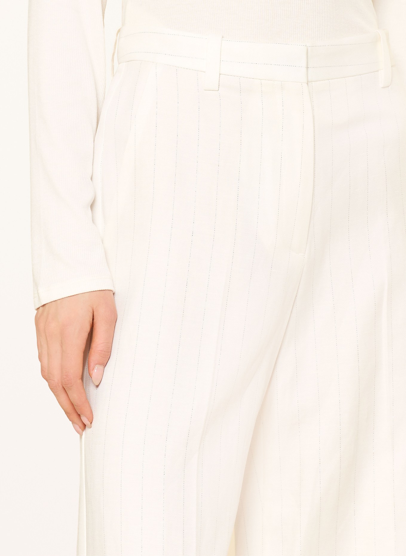 maje Marlenehose mit Leinen und Glitzergarn: WEISS