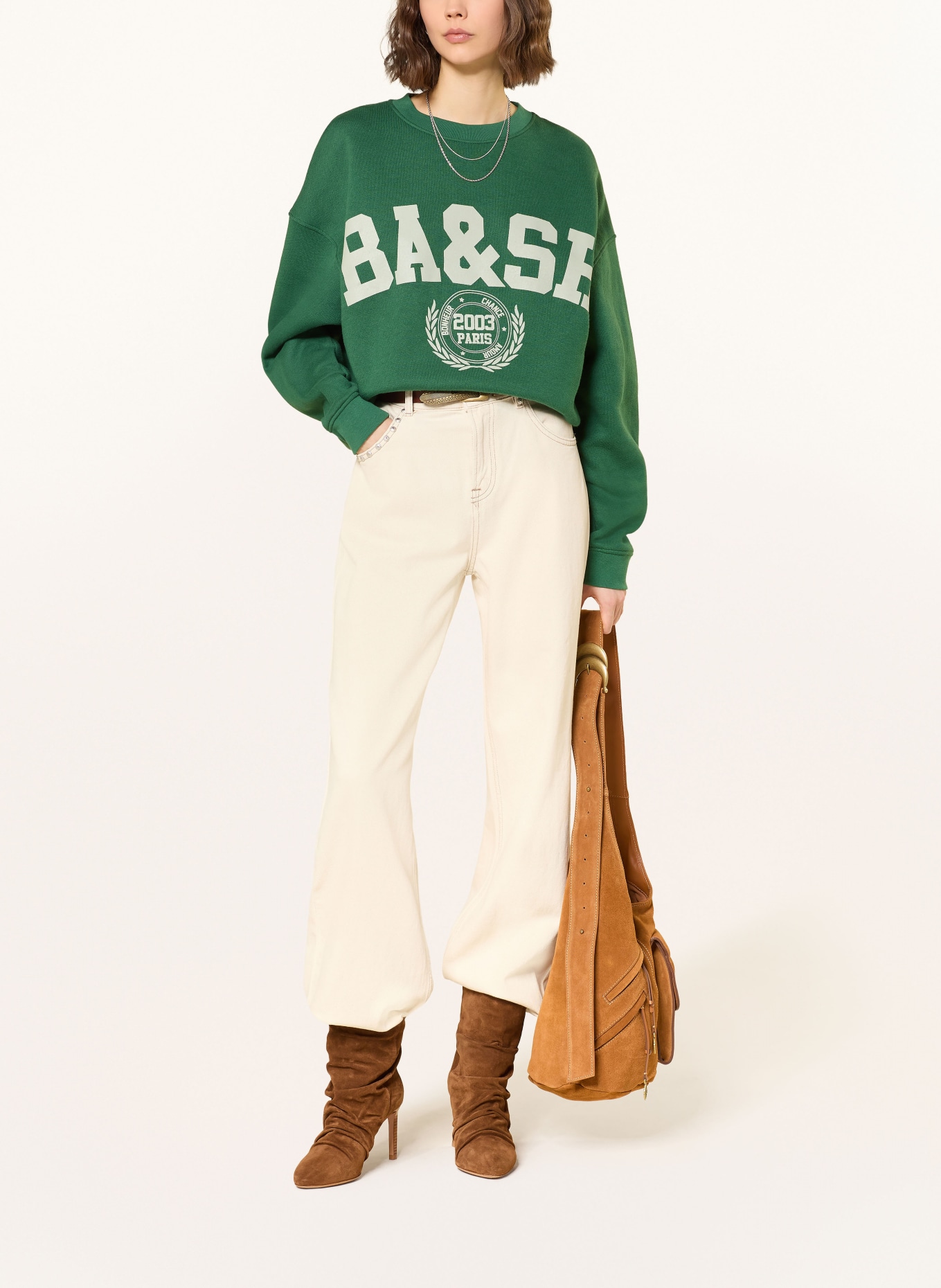 ba&sh Mikina FENJA: ZELENÁ / SVĚTLE ZELENÁ