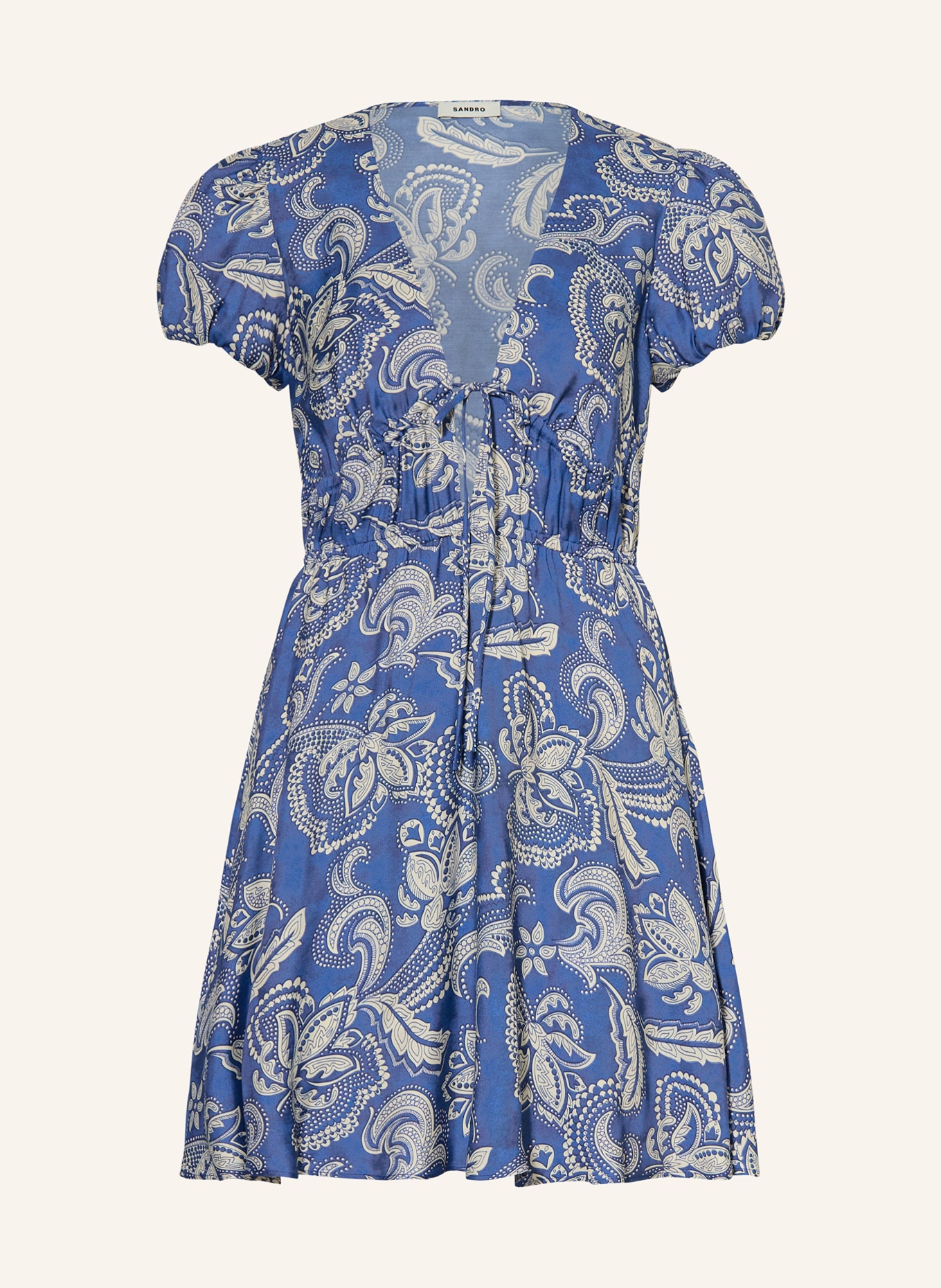 SANDRO sukienka: NIEBIESKI / ECRU