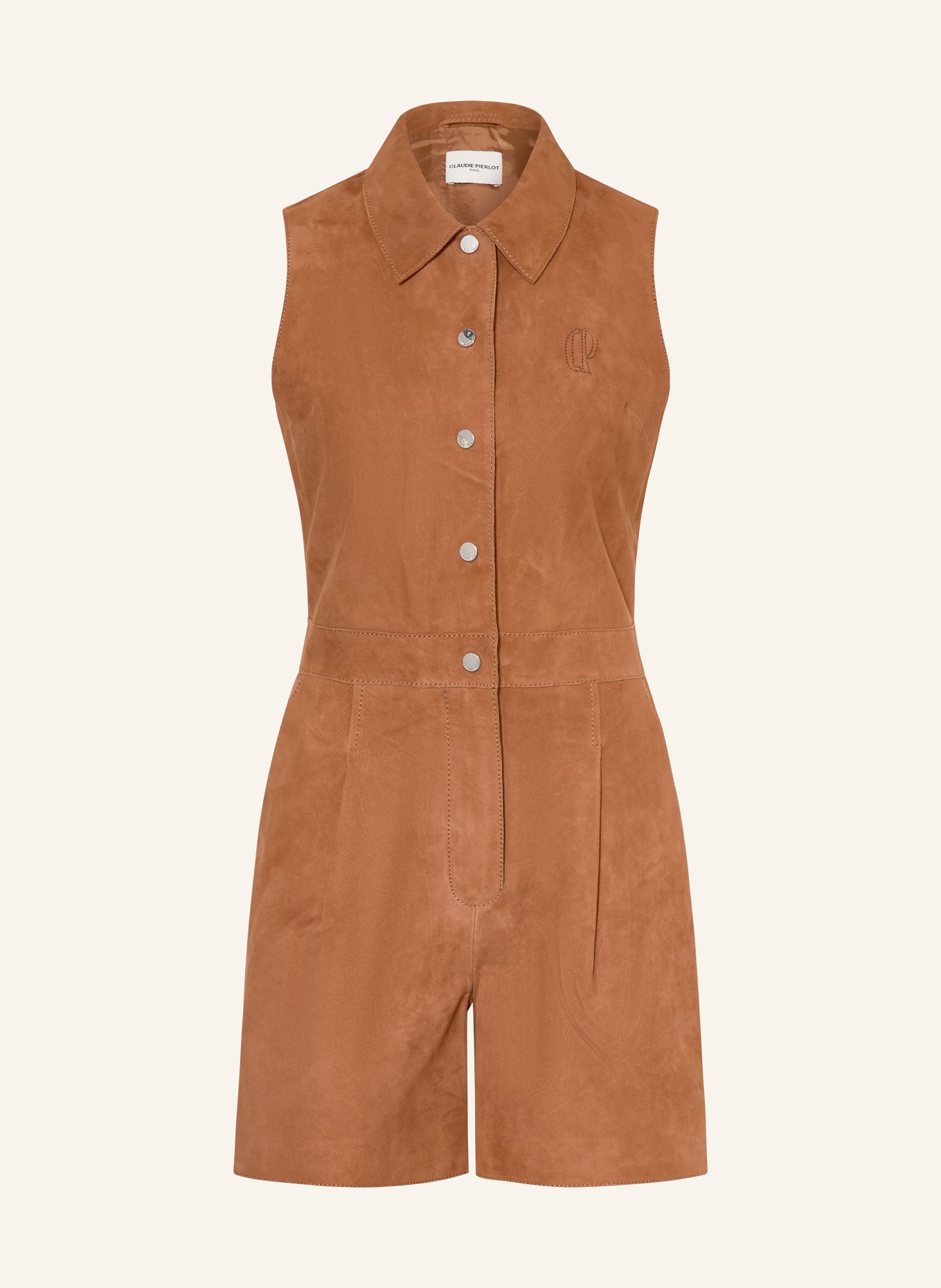 CLAUDIE PIERLOT Leder-Jumpsuit: COGNAC