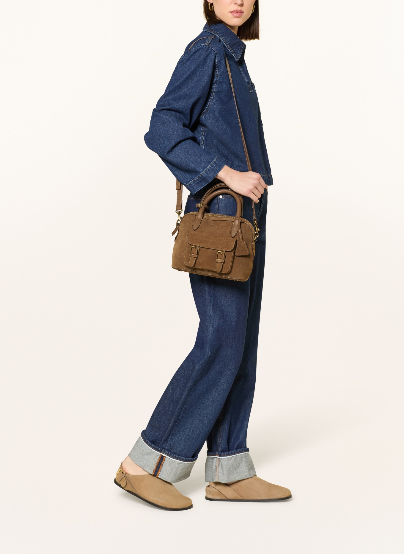 Marc O'Polo shoulder bag: BROWN / GOLD