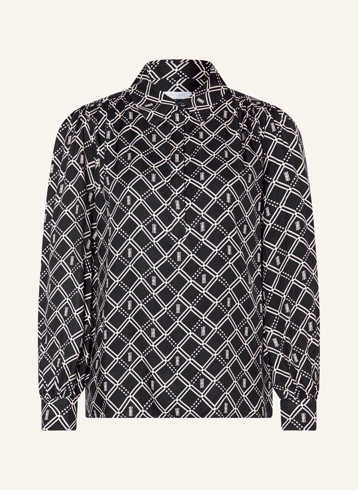 HOBBS Hemdbluse PAULINA aus Satin: SCHWARZ / WEISS