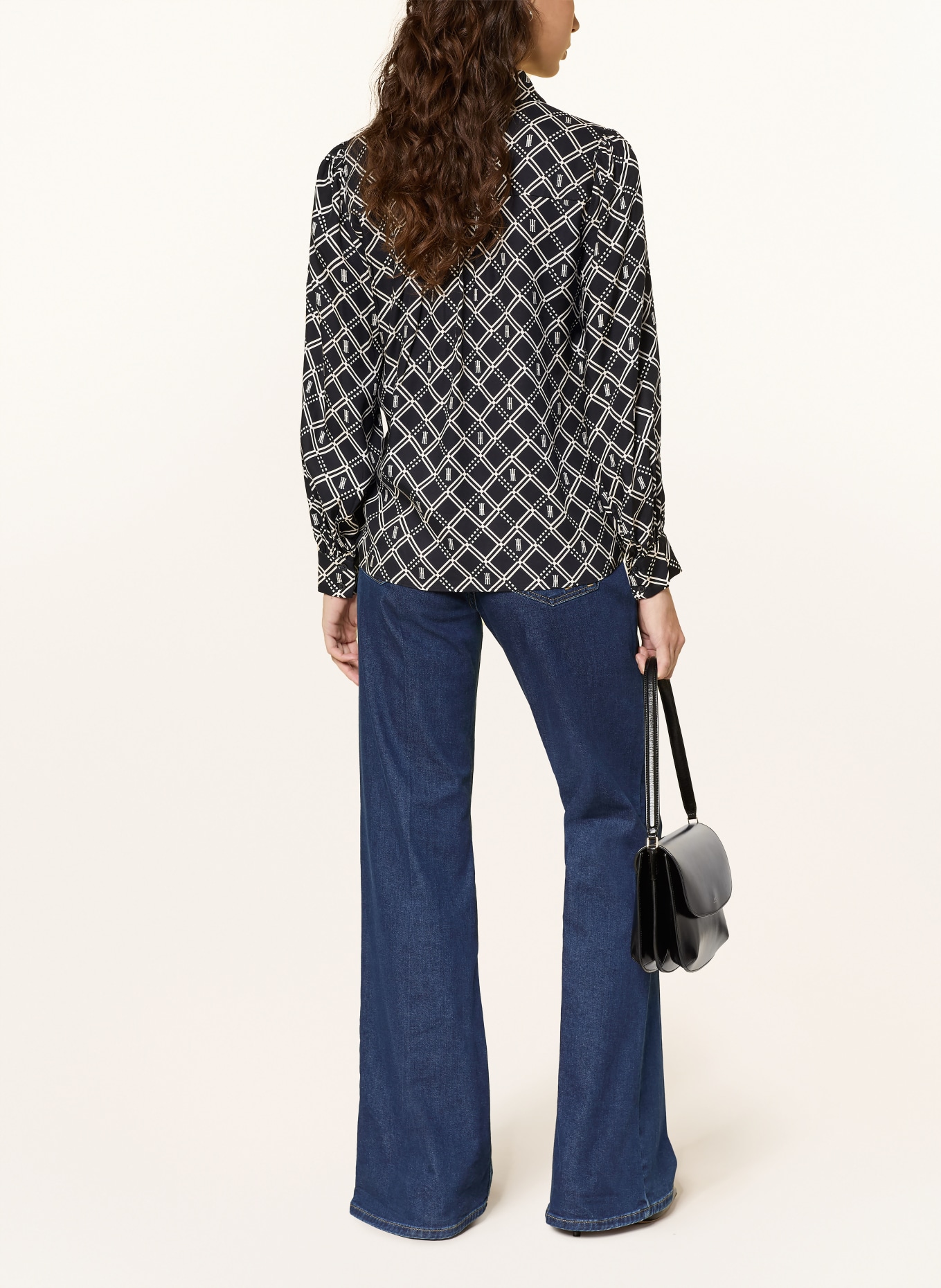 HOBBS Hemdbluse PAULINA aus Satin: SCHWARZ / WEISS