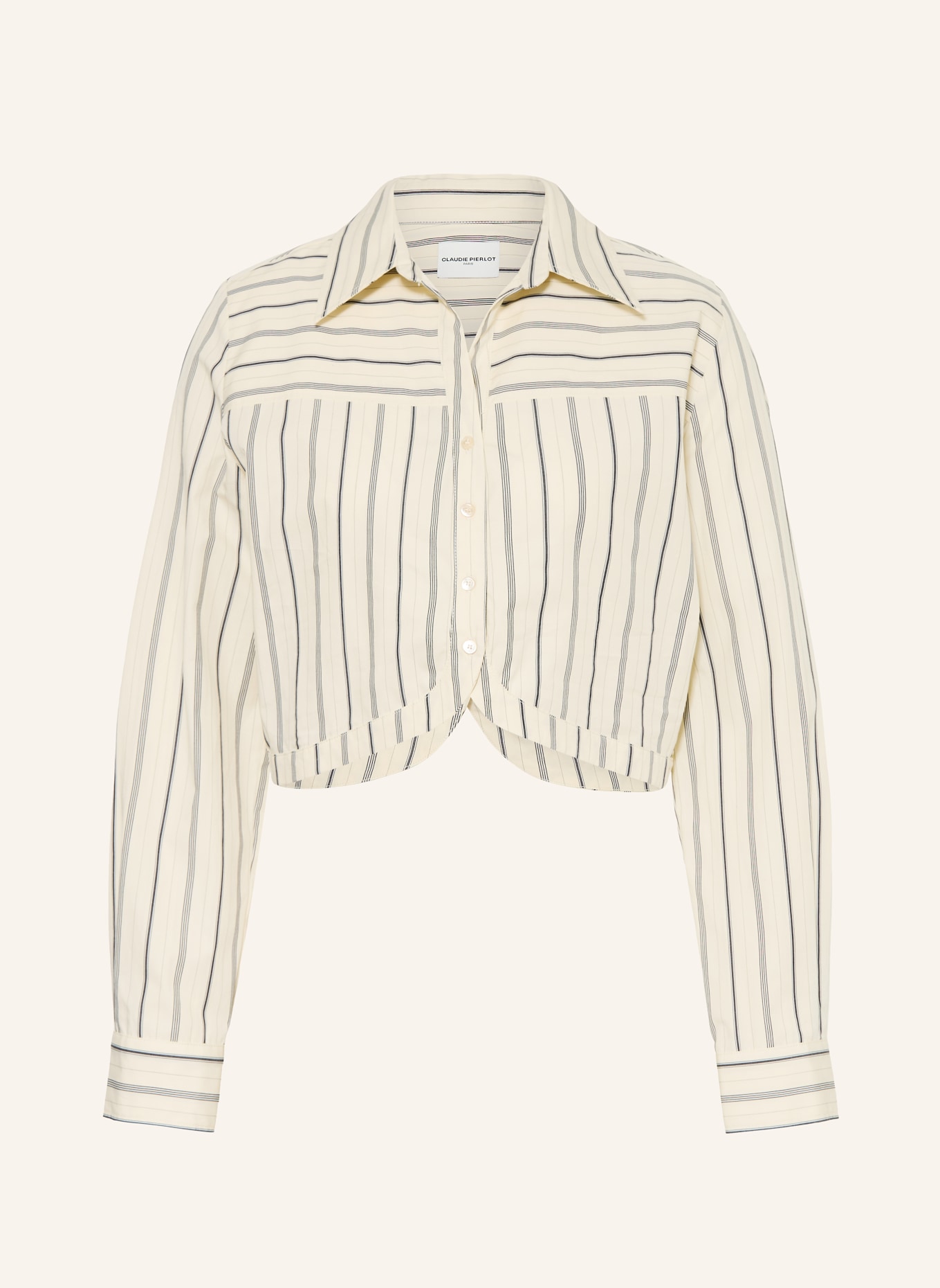 CLAUDIE PIERLOT Cropped-Hemdbluse: CREME / SCHWARZ