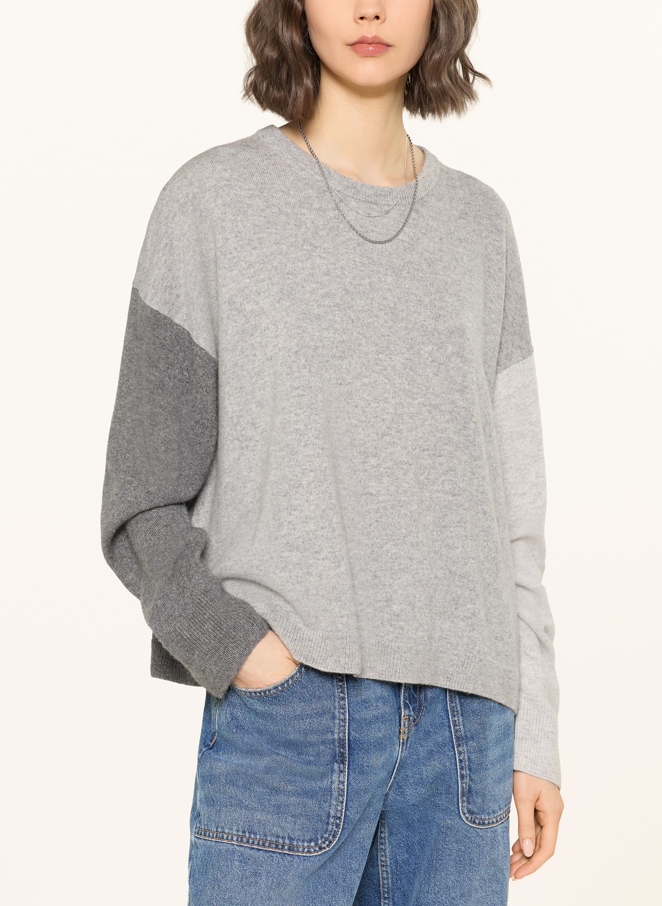 ba&sh Kašmírový svetr CHAYA: ŠEDÁ / TMAVĚ ŠEDÁ