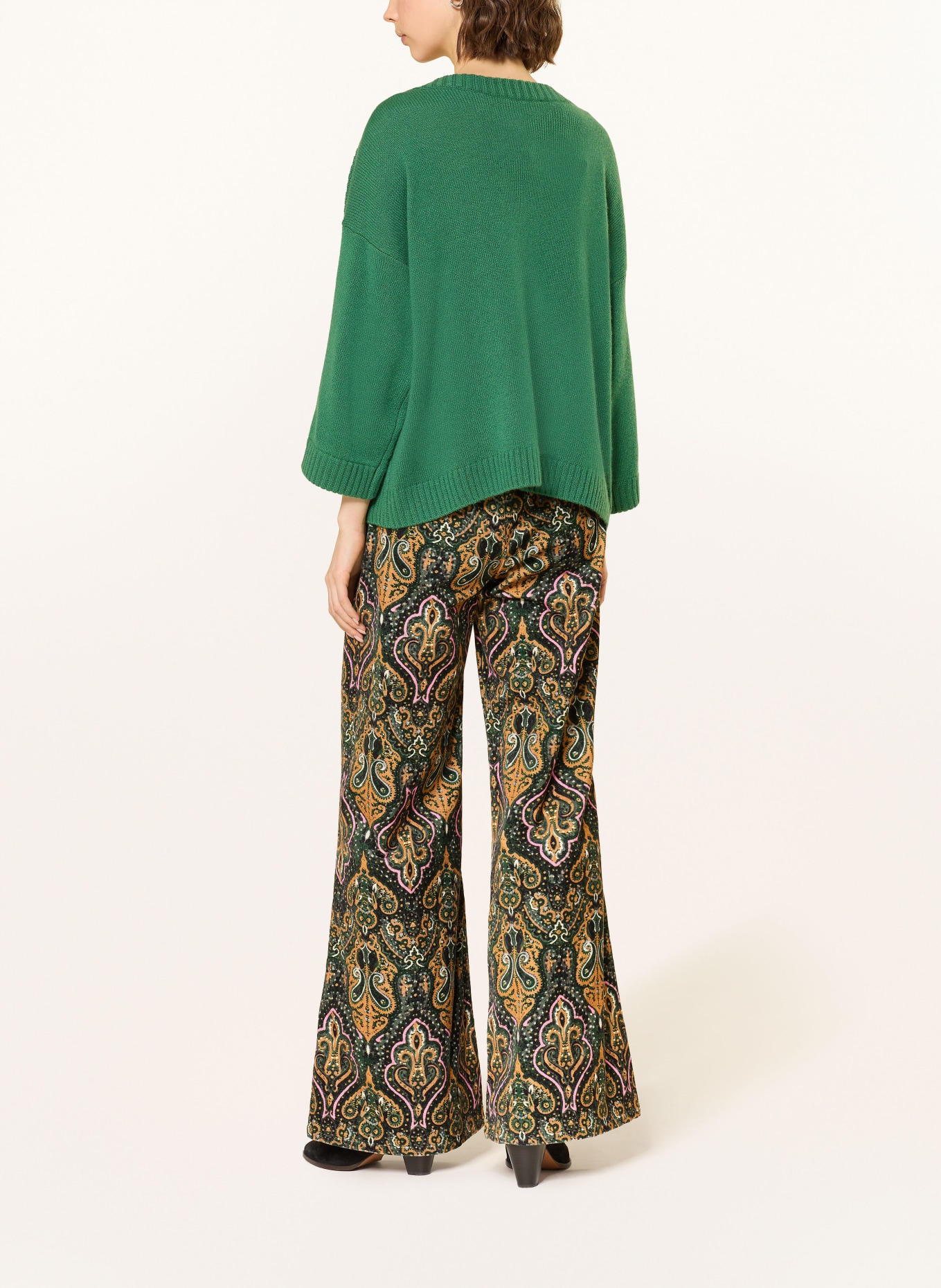 ba&sh Kašmírový svetr s 3/4 rukávy: ZELENÁ