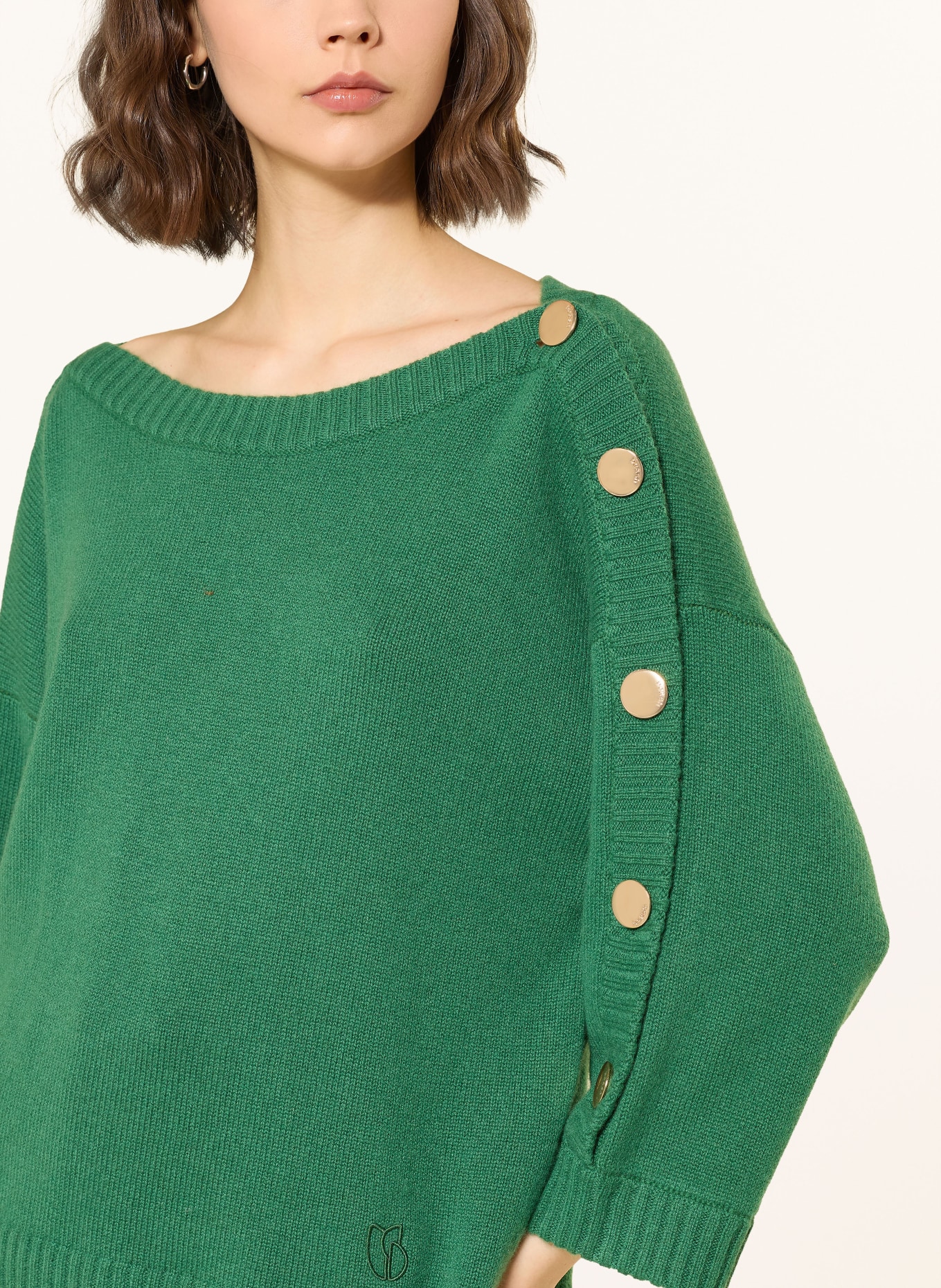 ba&sh Kašmírový svetr s 3/4 rukávy: ZELENÁ