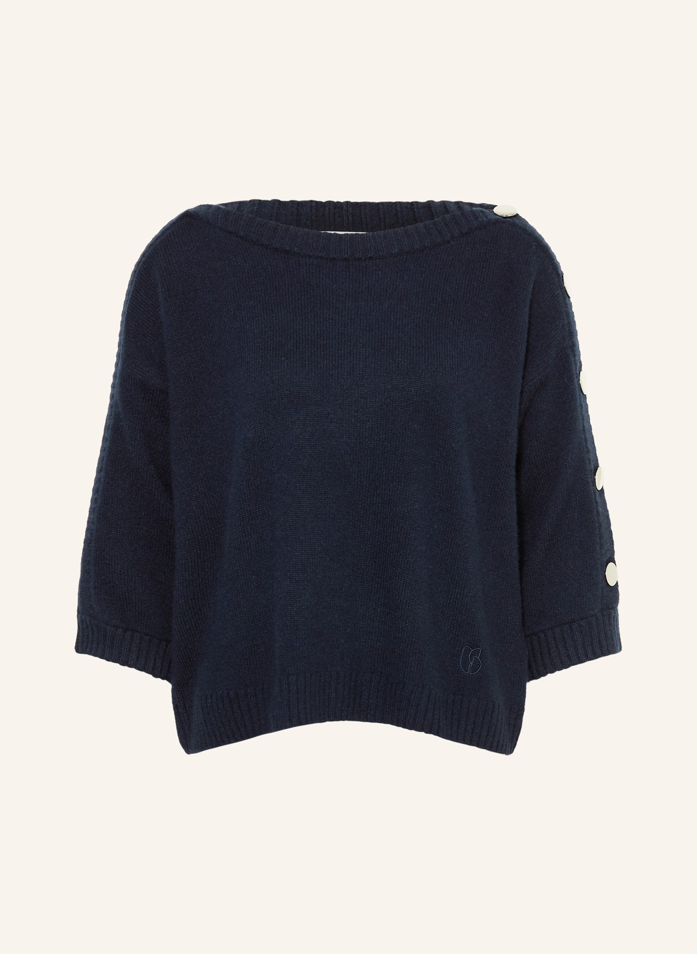 ba&sh Kašmírový svetr s 3/4 rukávy: TMAVĚ MODRÁ