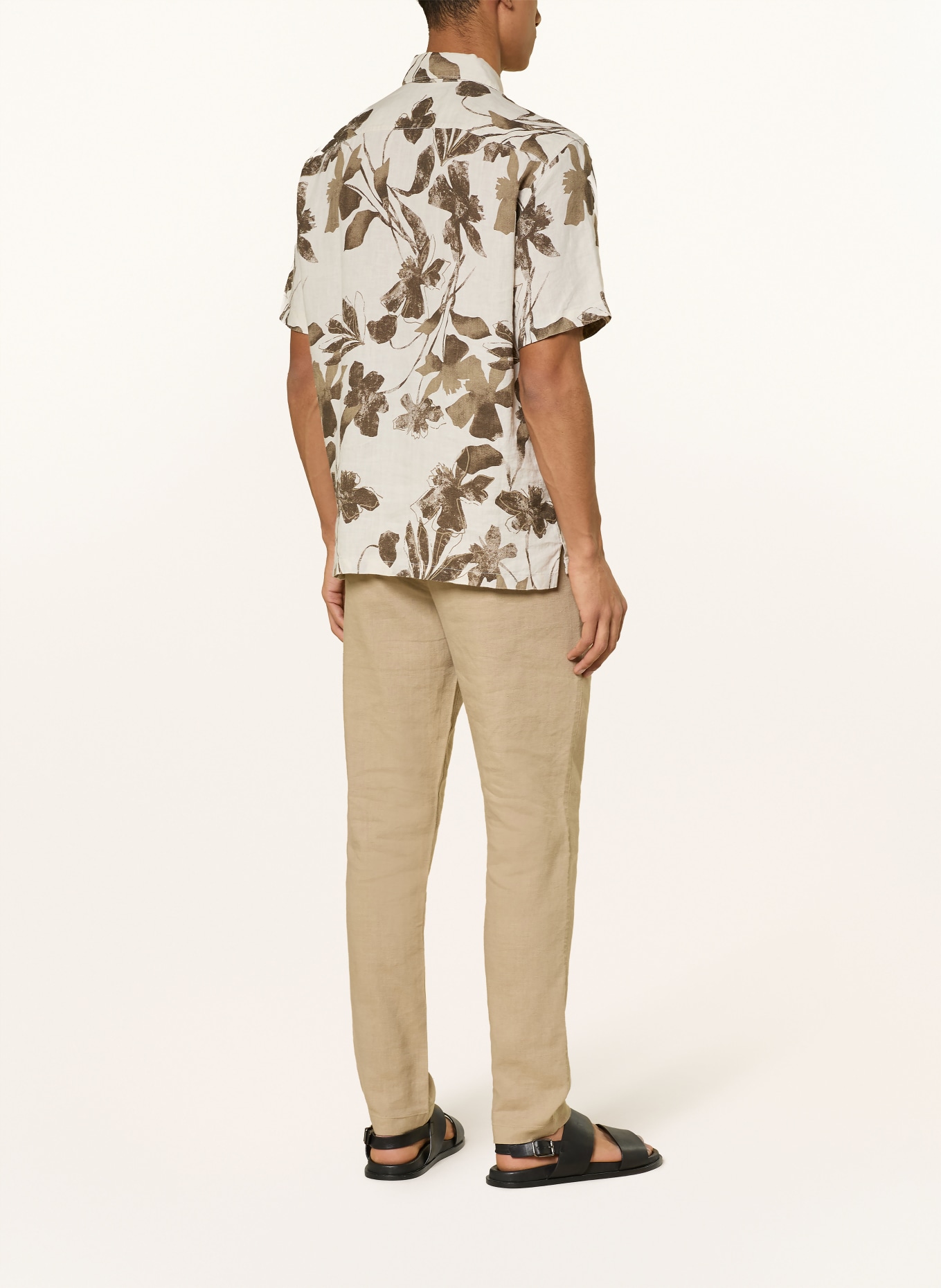 Marc O'Polo Kurzarm-Hemd Regular Fit aus Leinen: BRAUN / CREME