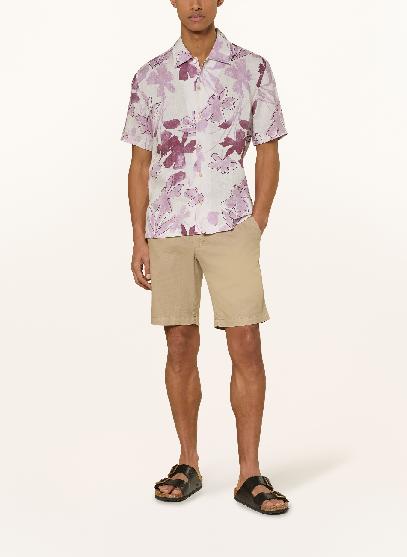 Marc O'Polo Kurzarm-Hemd Regular Fit aus Leinen: CREME / ALTROSA