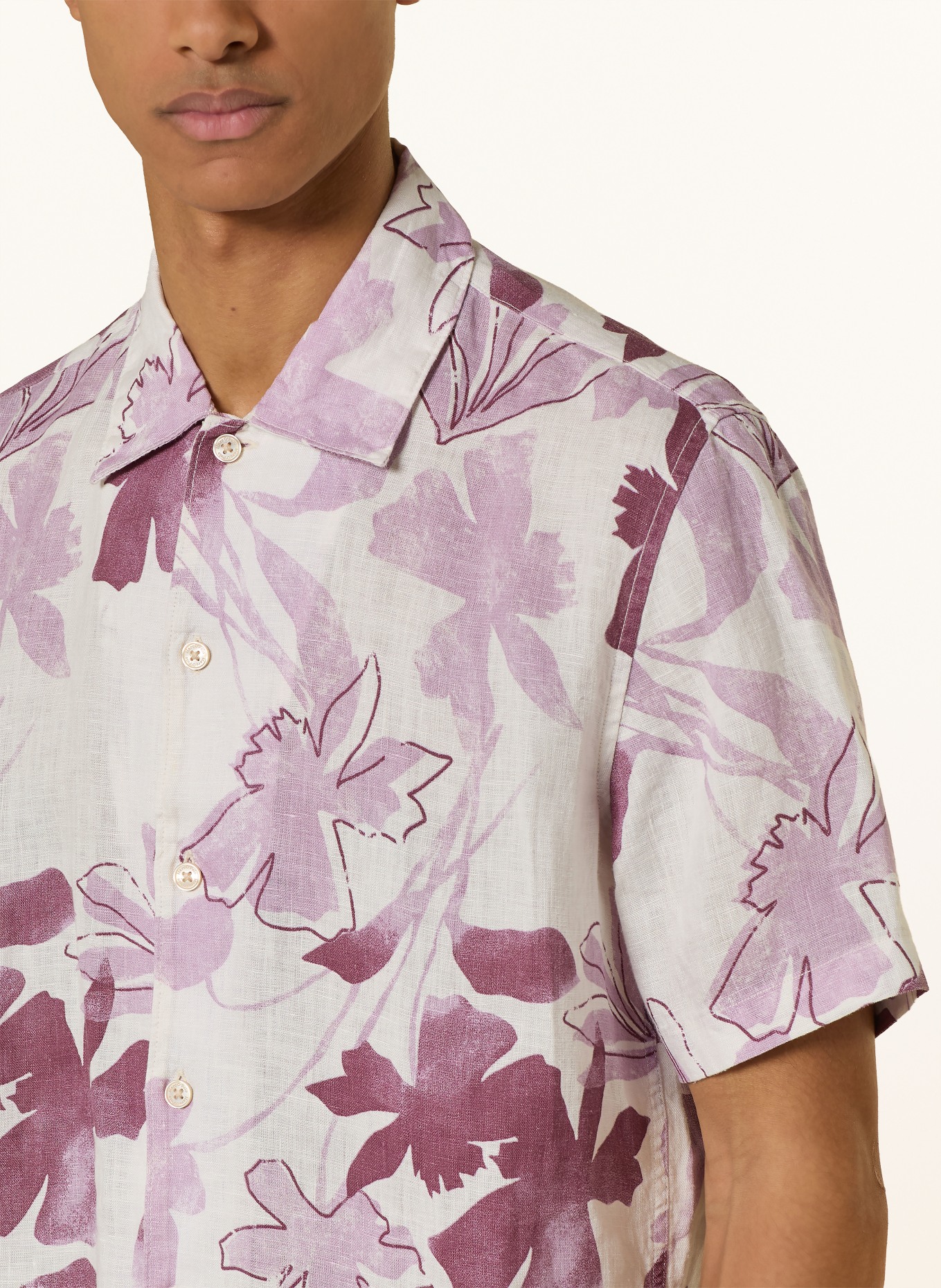 Marc O'Polo Kurzarm-Hemd Regular Fit aus Leinen: CREME / ALTROSA