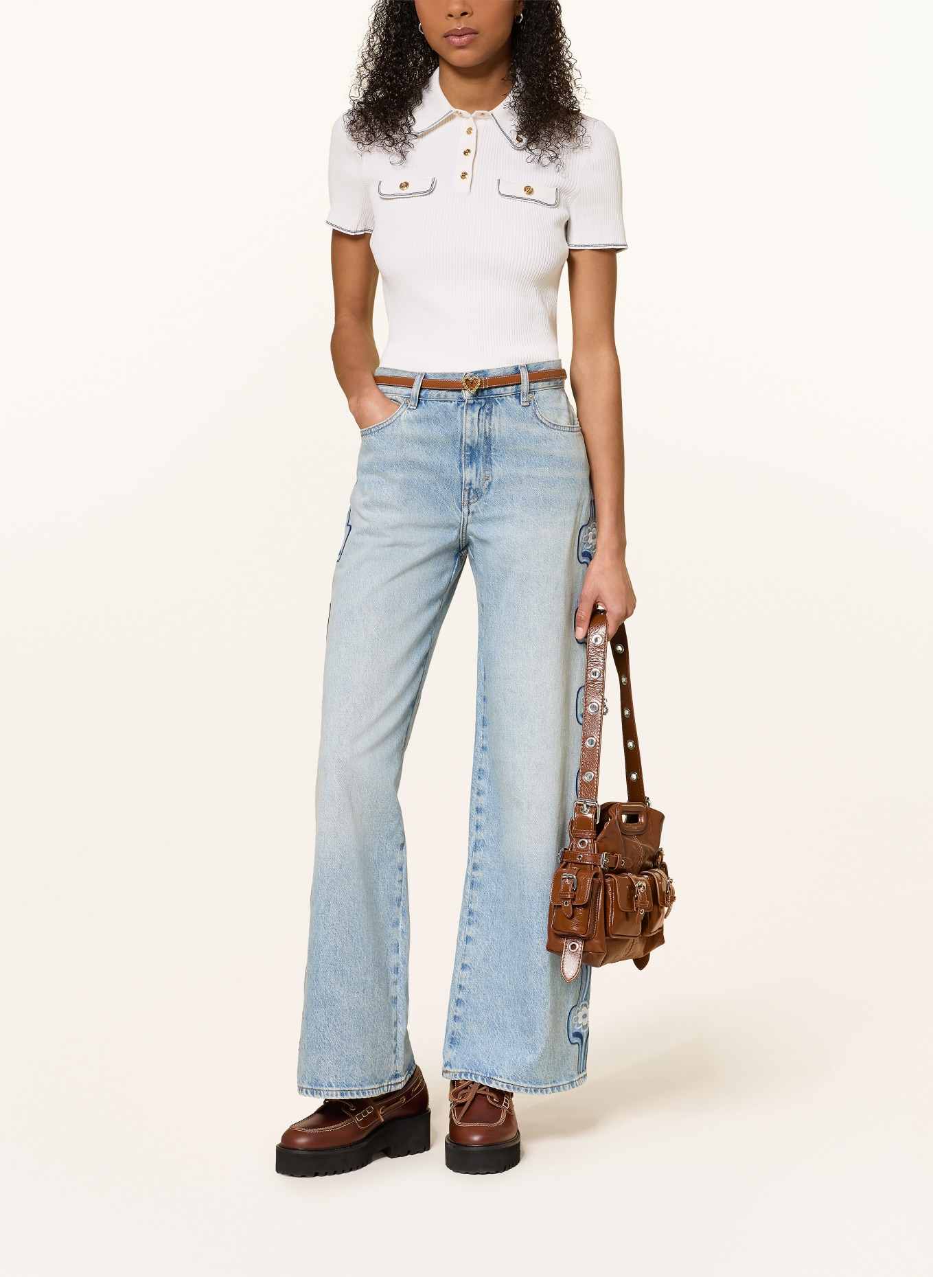 maje Dzianinowa koszulka polo: ECRU