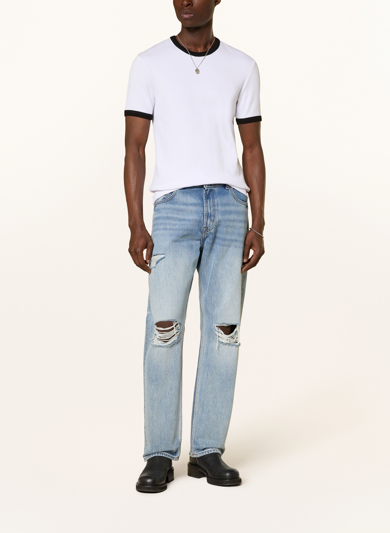 ALLSAINTS Tričko AUSTIN: BÍLÁ / ČERNÁ