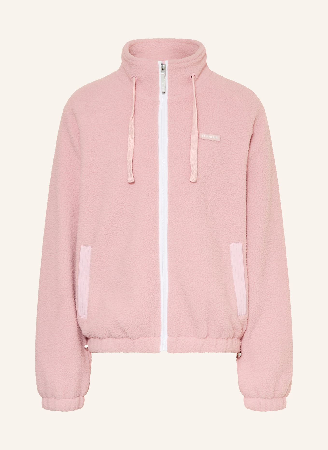 FLÂNEUR Teddyfell-Jacke FLEECE: ROSA / WEISS