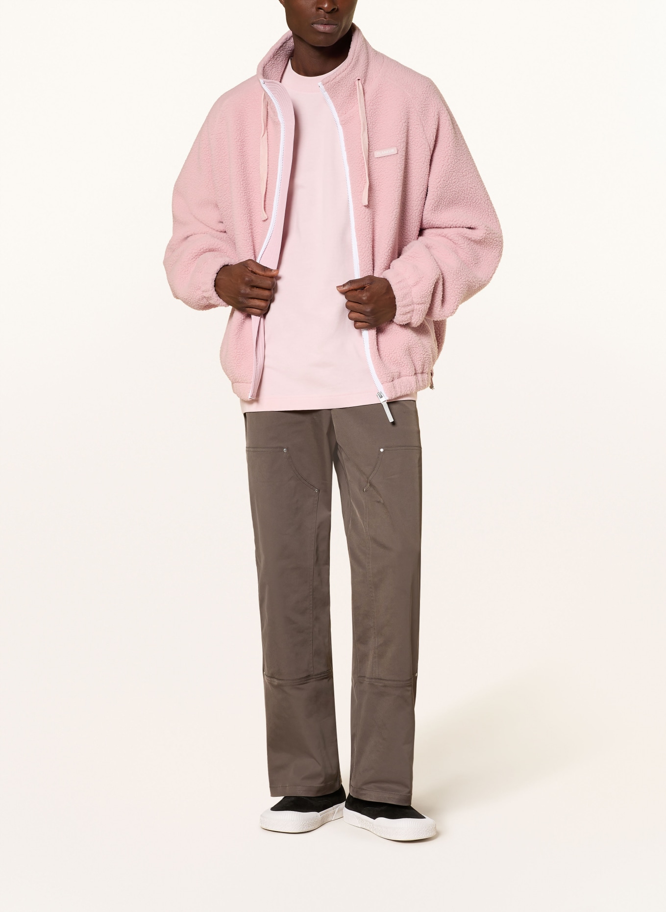 FLÂNEUR Teddyfell-Jacke FLEECE: ROSA / WEISS