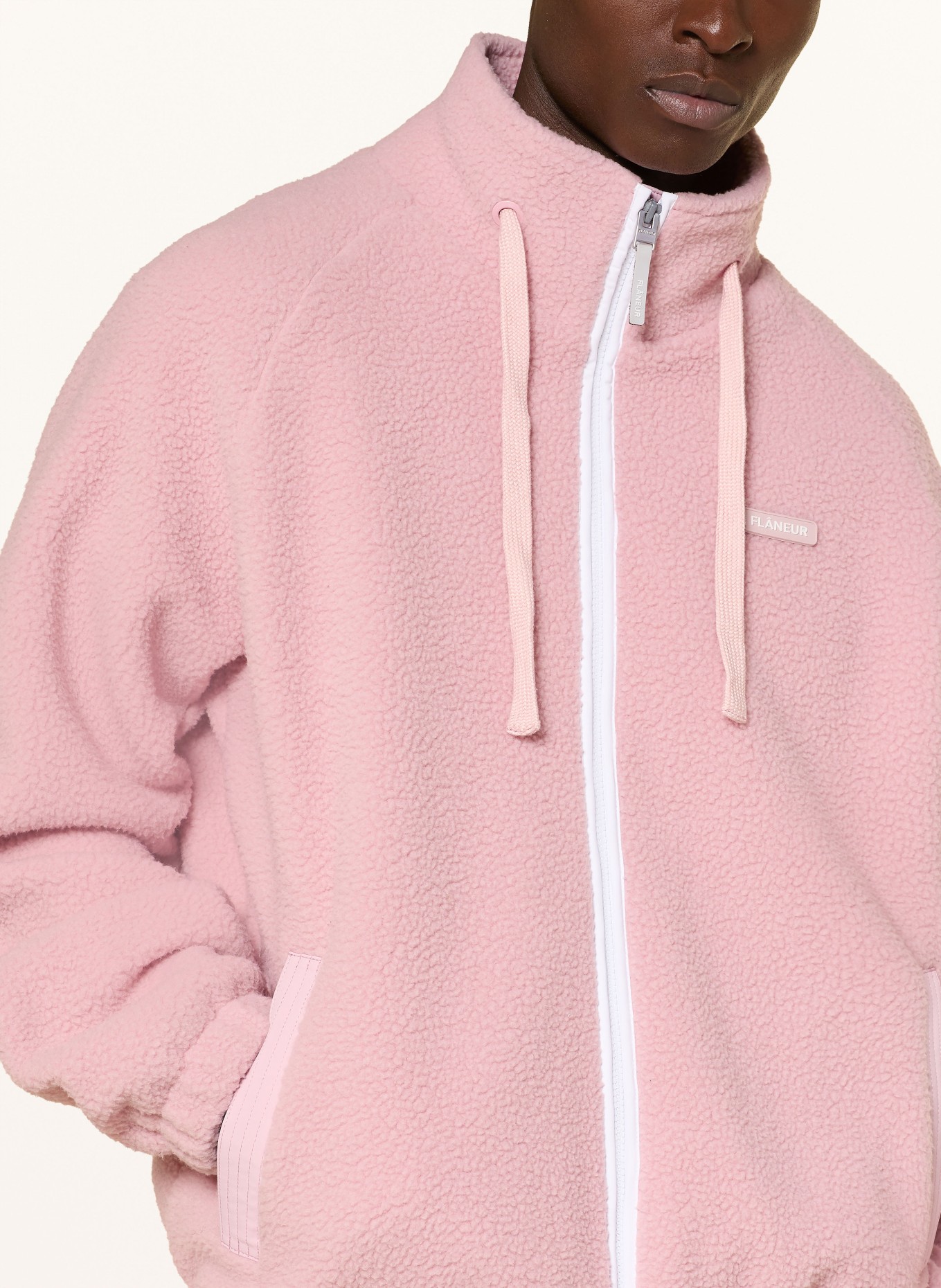 FLÂNEUR Teddyfell-Jacke FLEECE: ROSA / WEISS