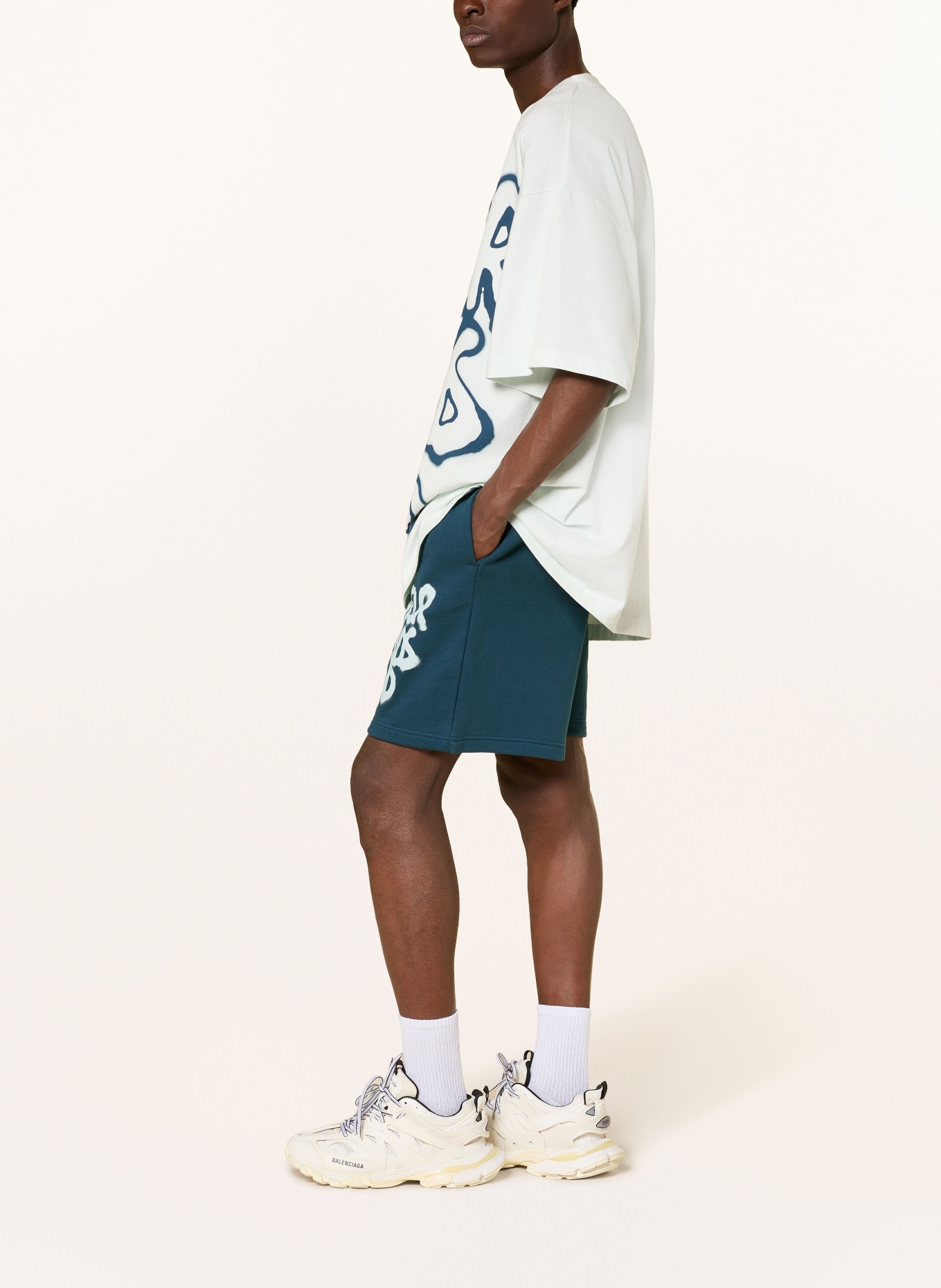 FLÂNEUR Short de survêtement SOUNDS GOOD: BLEU / BLEU GRIS