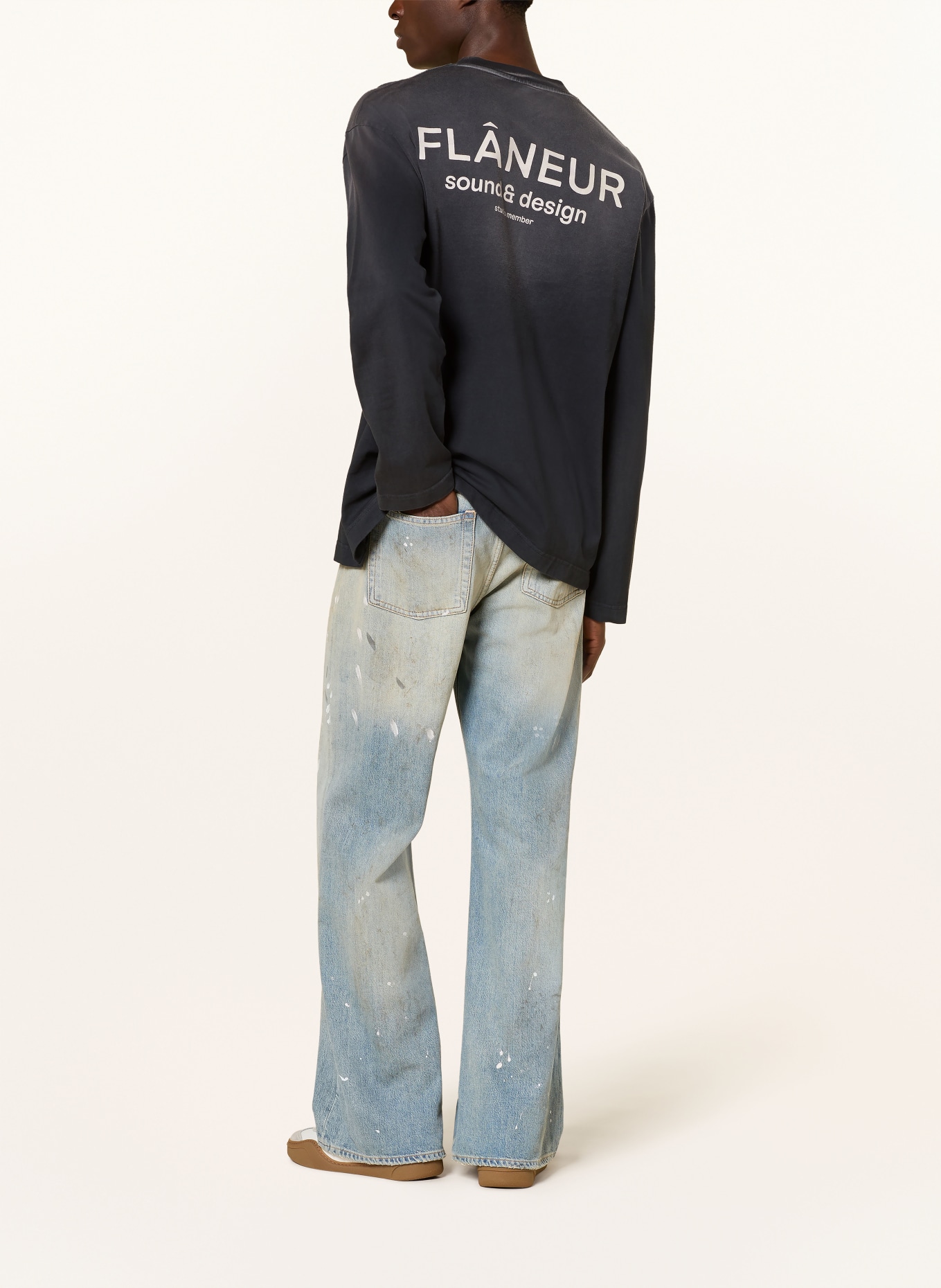 FLÂNEUR Oversized-Longsleeve SOUND & DESIGN: DUNKELGRAU / GRAU / WEISS