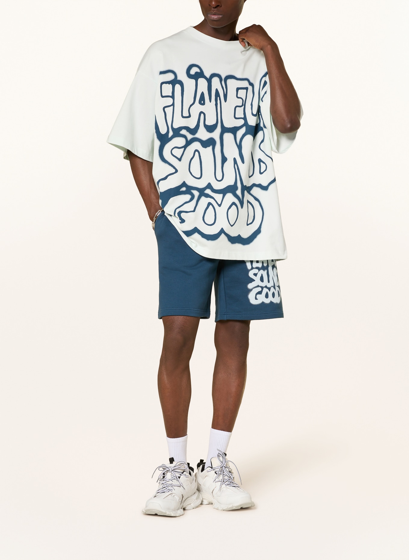 FLÂNEUR Oversized-Shirt SOUNDS GOOD: HELLBLAU / DUNKELBLAU