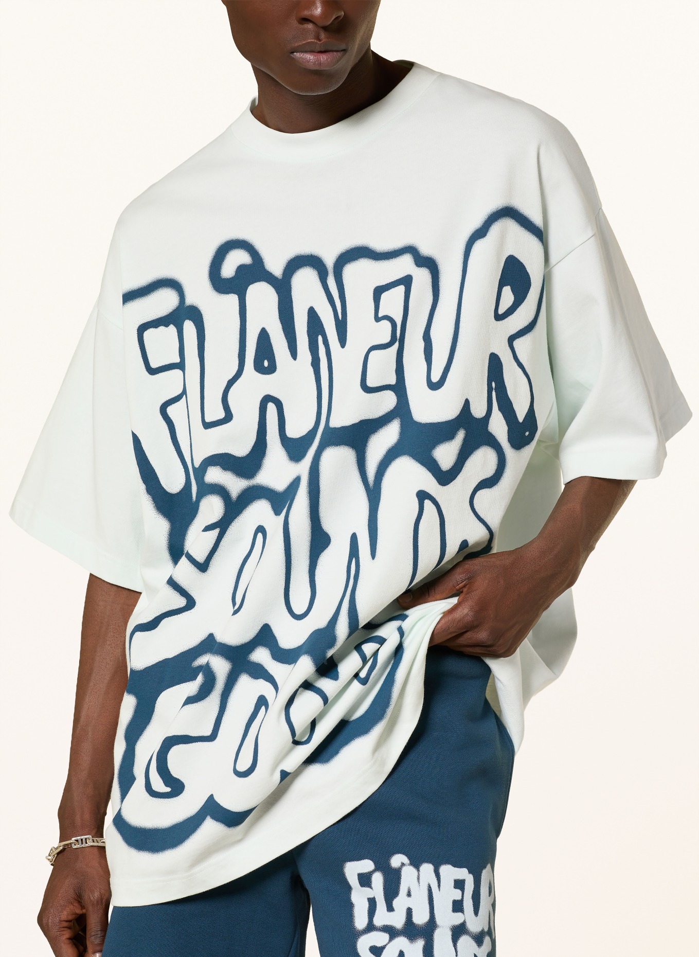 FLÂNEUR Oversized-Shirt SOUNDS GOOD: HELLBLAU / DUNKELBLAU