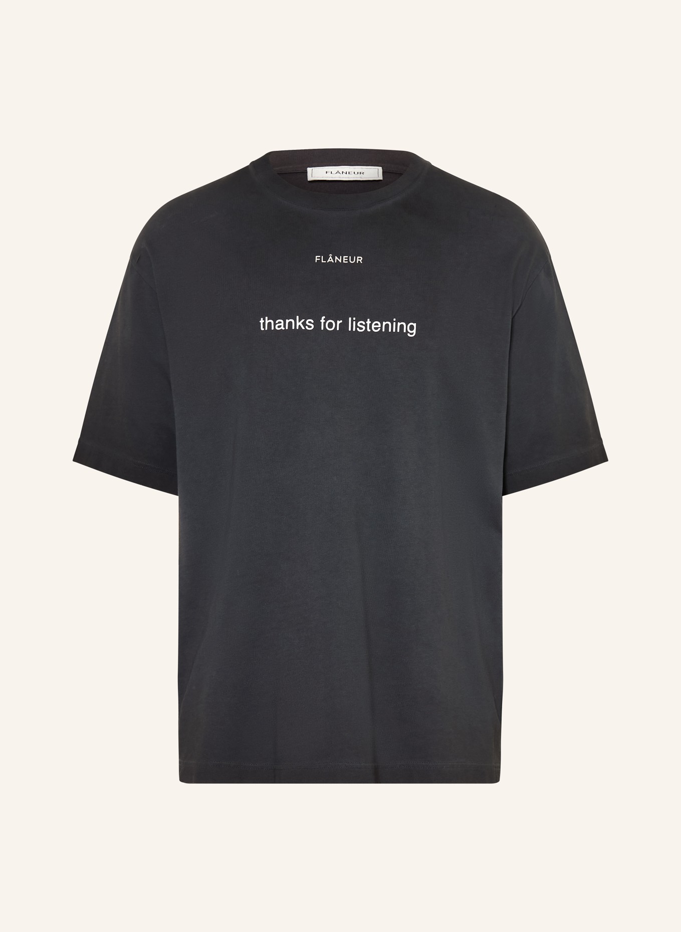 FLÂNEUR Oversized-Shirt LISTENING: DUNKELGRAU / WEISS