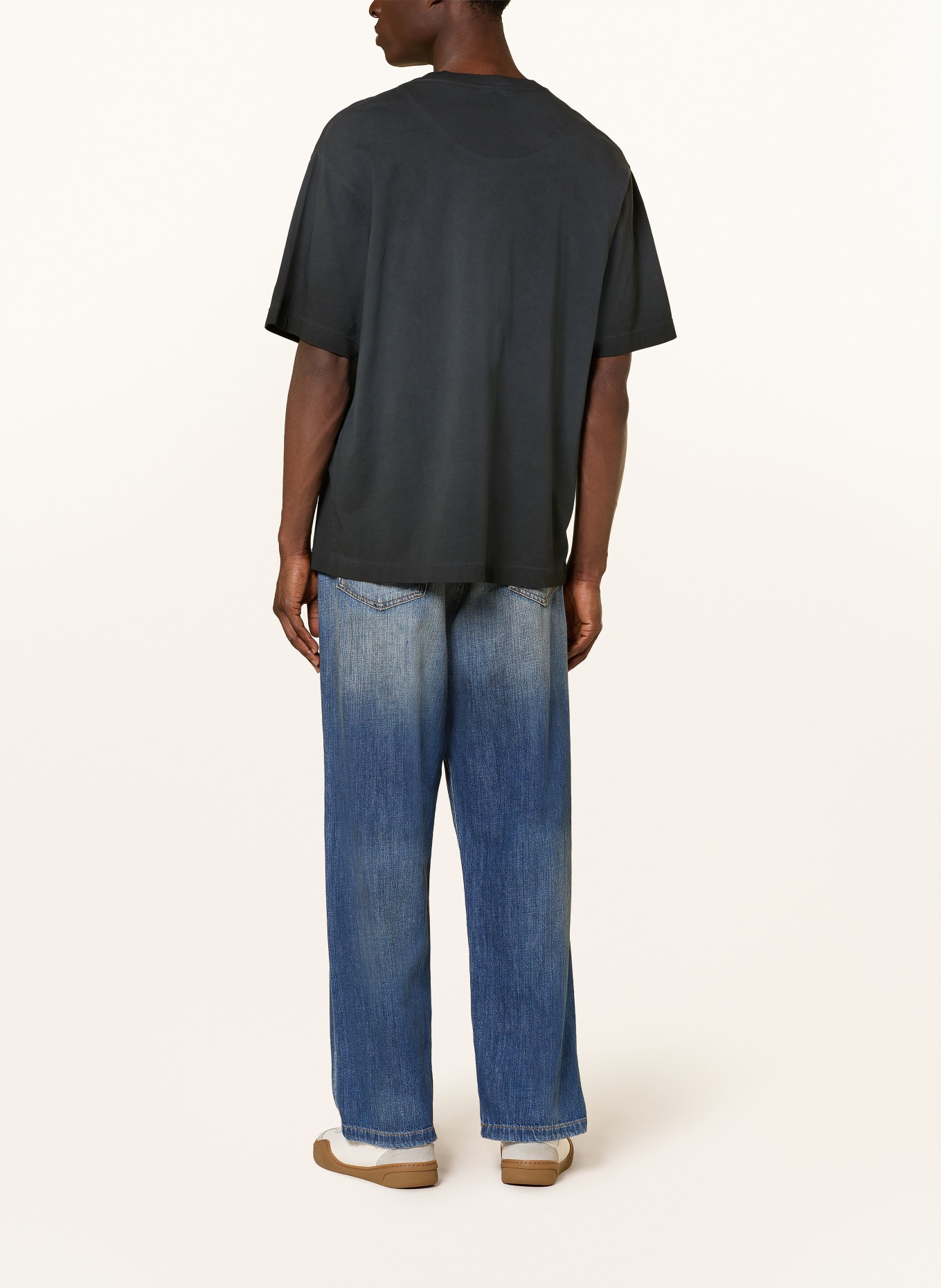 FLÂNEUR Oversized-Shirt LISTENING: DUNKELGRAU / WEISS