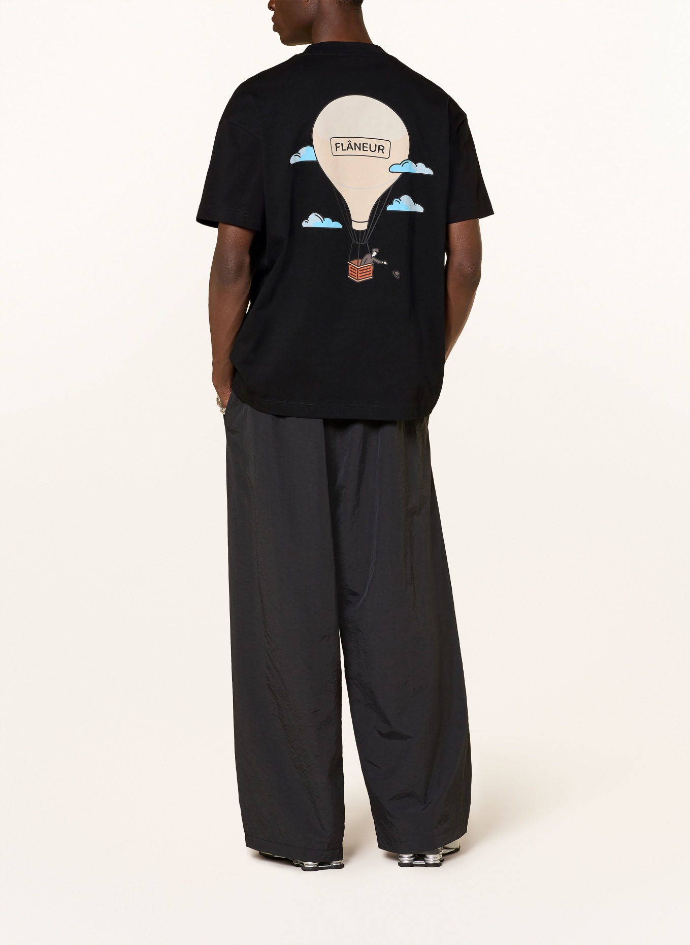 FLÂNEUR Oversized shirt AÉRONAUTIQUE: BLACK / BEIGE / LIGHT BLUE