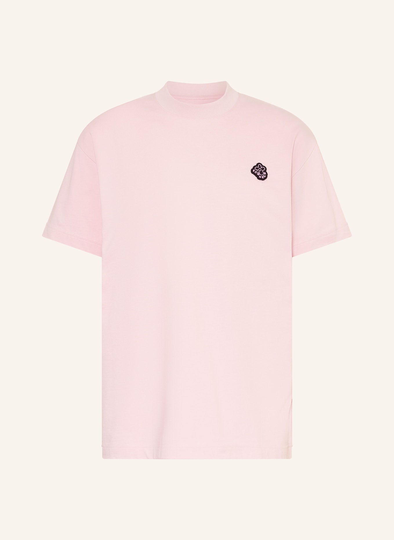 FLÂNEUR Koszulka oversize RUBBER BLOSSOM: BLADORÓŻOWY / CZARNY