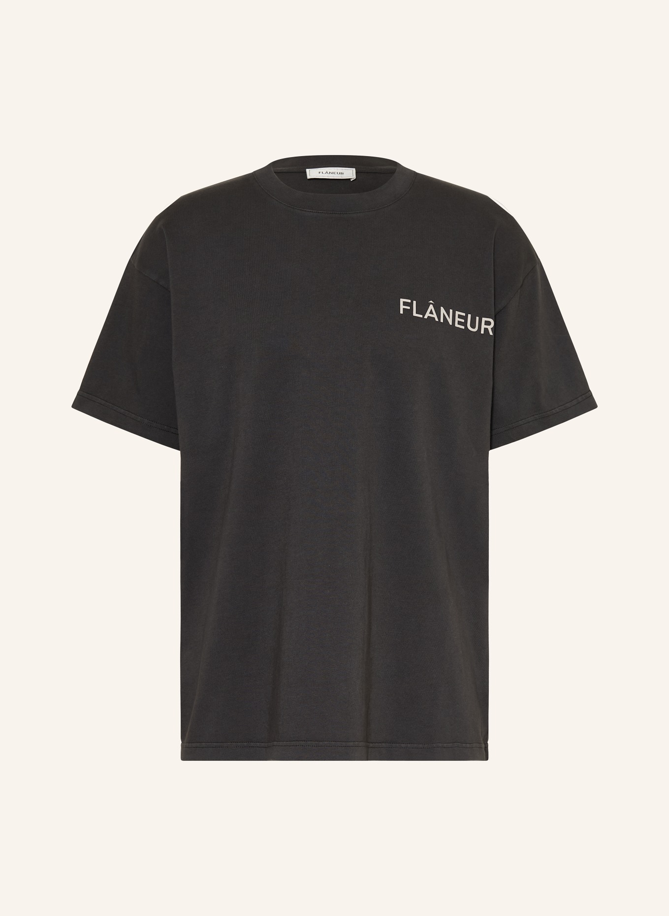 FLÂNEUR Oversized-Shirt DOUBLE LOGO: DUNKELGRAU / CREME