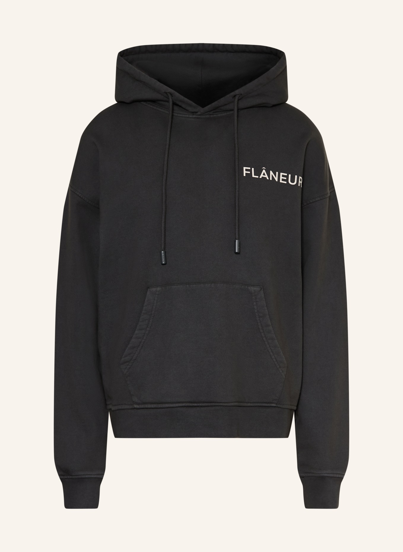 FLÂNEUR Hoodie DOUBLE LOGO: DUNKELGRAU / CREME