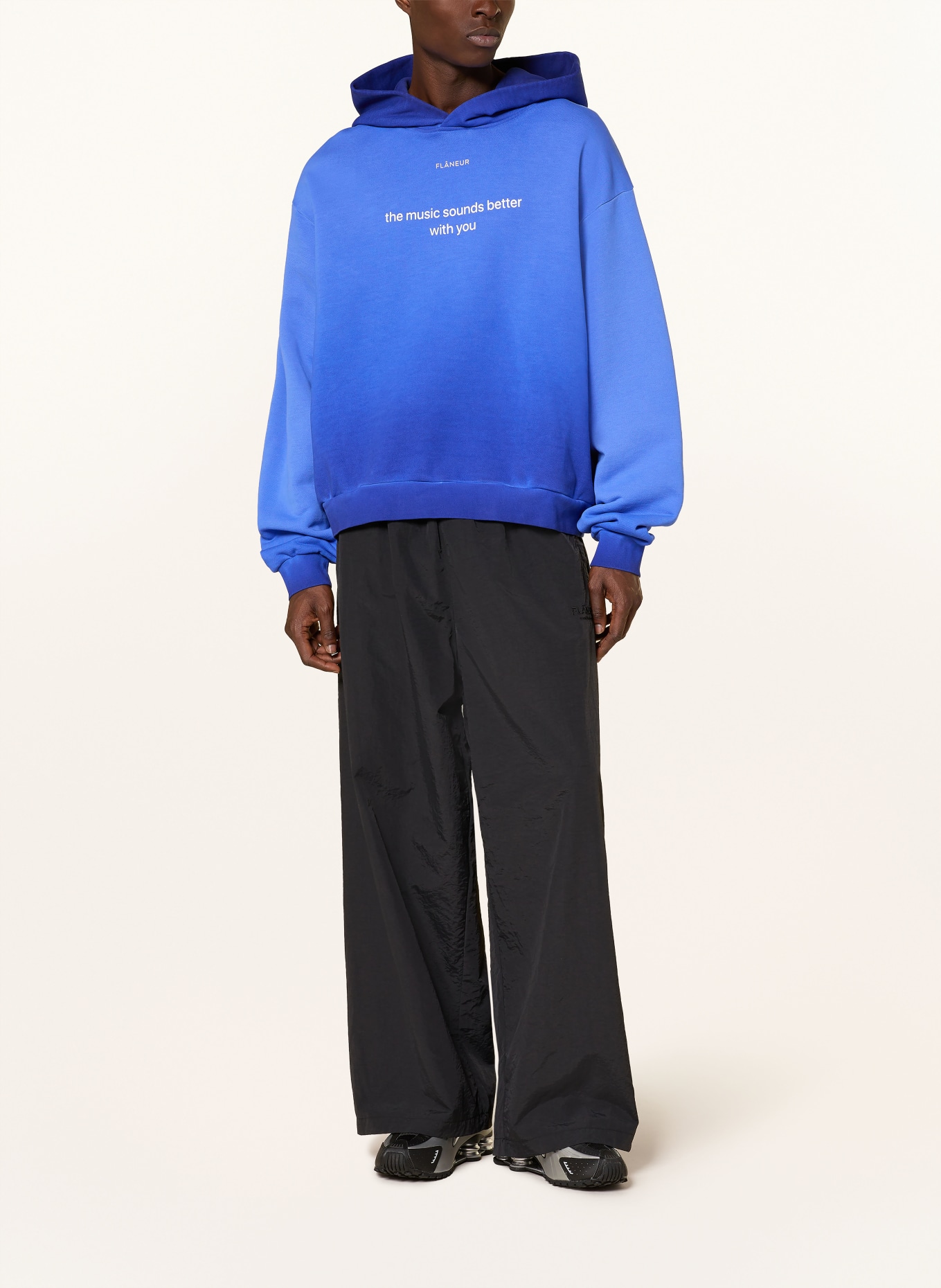 FLÂNEUR Sweat à capuche oversize WITH YOU: BLEU / BLANC