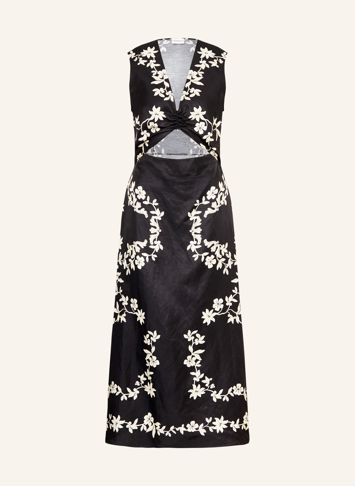 CLAUDIE PIERLOT Kleid mit Cut-out: SCHWARZ / ECRU