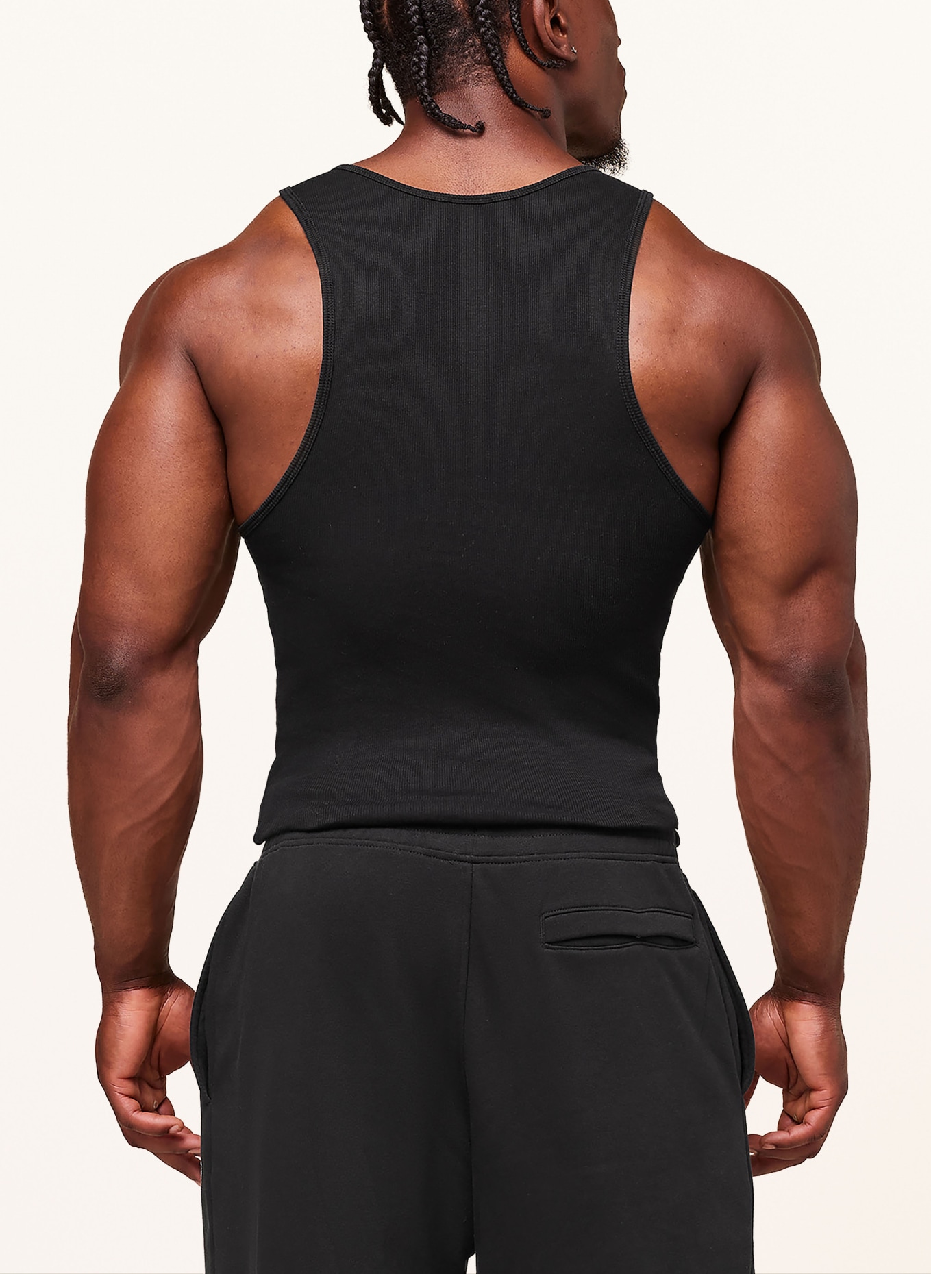GYMSHARK Tank Top RIBBED: SCHWARZ