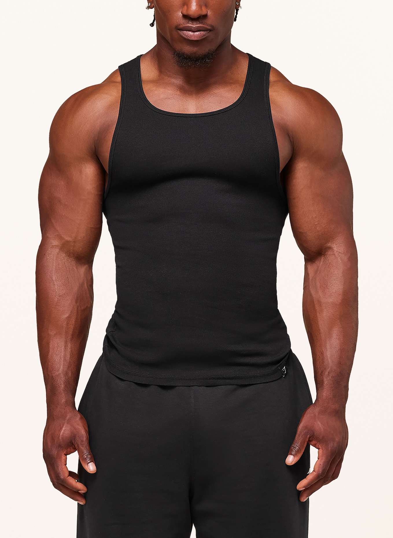 GYMSHARK Tank Top RIBBED: SCHWARZ