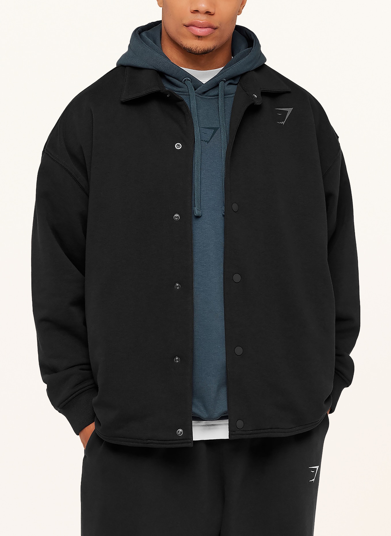 GYMSHARK Oversized-Sweatjacke POWER COACH: SCHWARZ