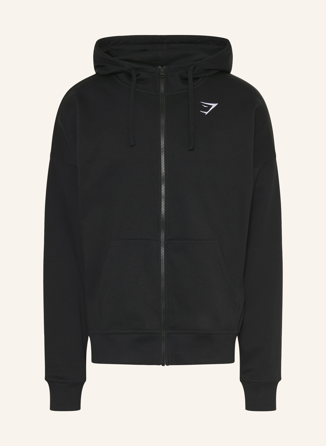 GYMSHARK Oversized-Sweatjacke CREST: SCHWARZ