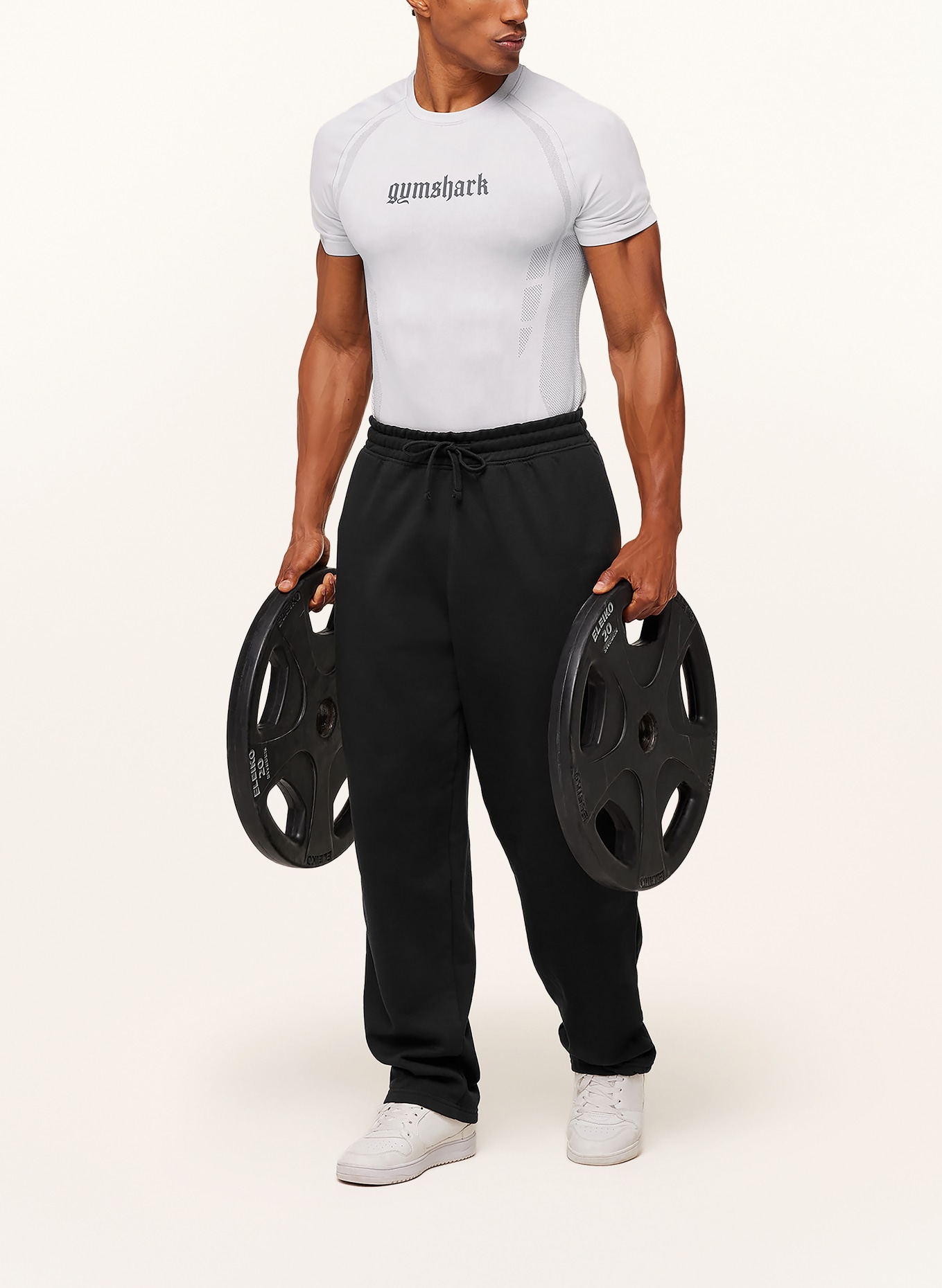 GYMSHARK T-Shirt GRUNGE: HELLGRAU / DUNKELGRAU