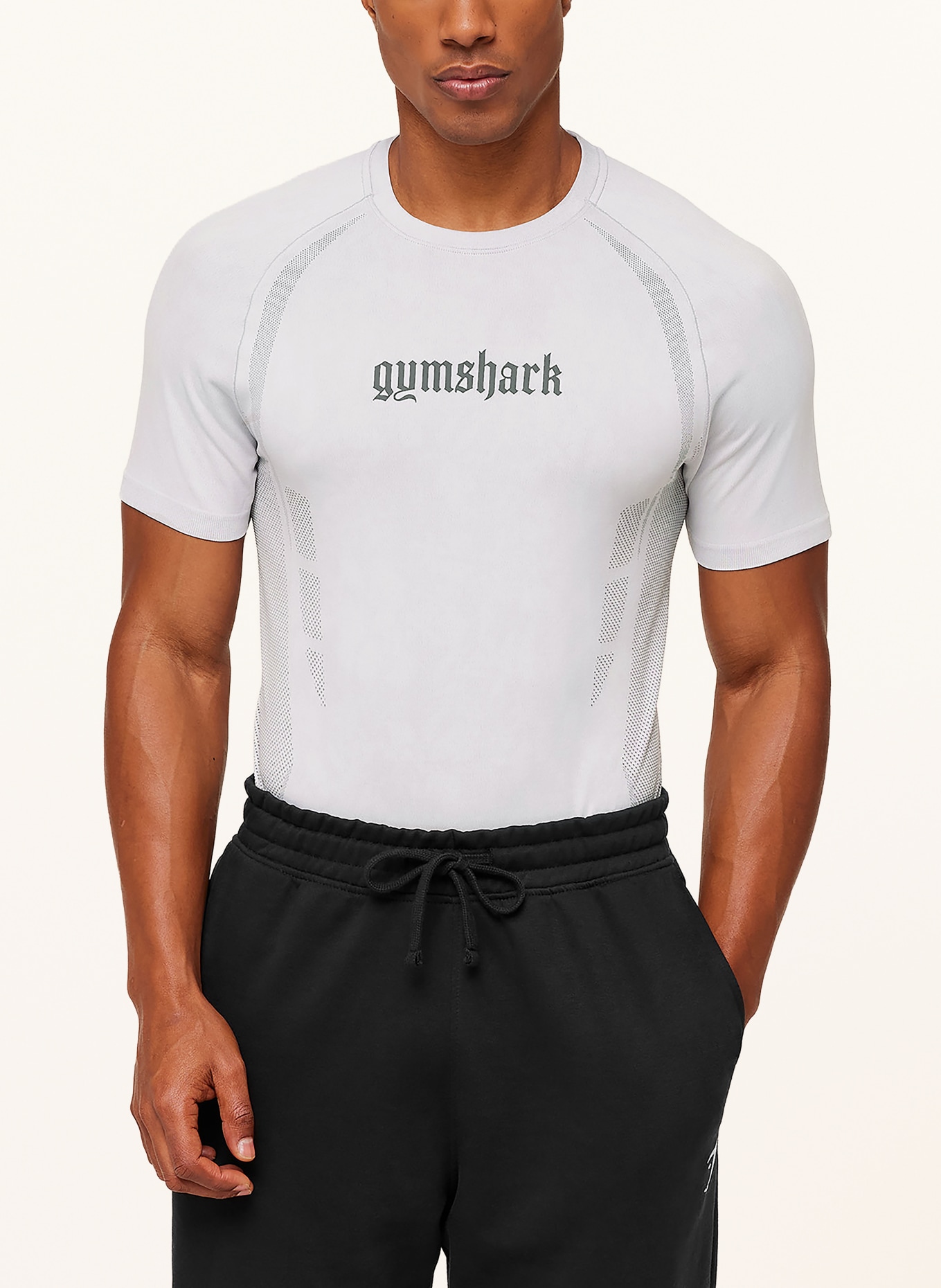 GYMSHARK T-Shirt GRUNGE: HELLGRAU / DUNKELGRAU