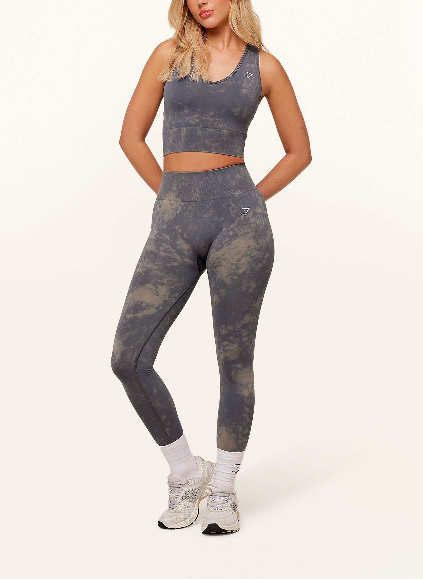 GYMSHARK Tights EVERYDAY SEAMLESS WASHED 2.0: DUNKELGRAU / HELLBRAUN