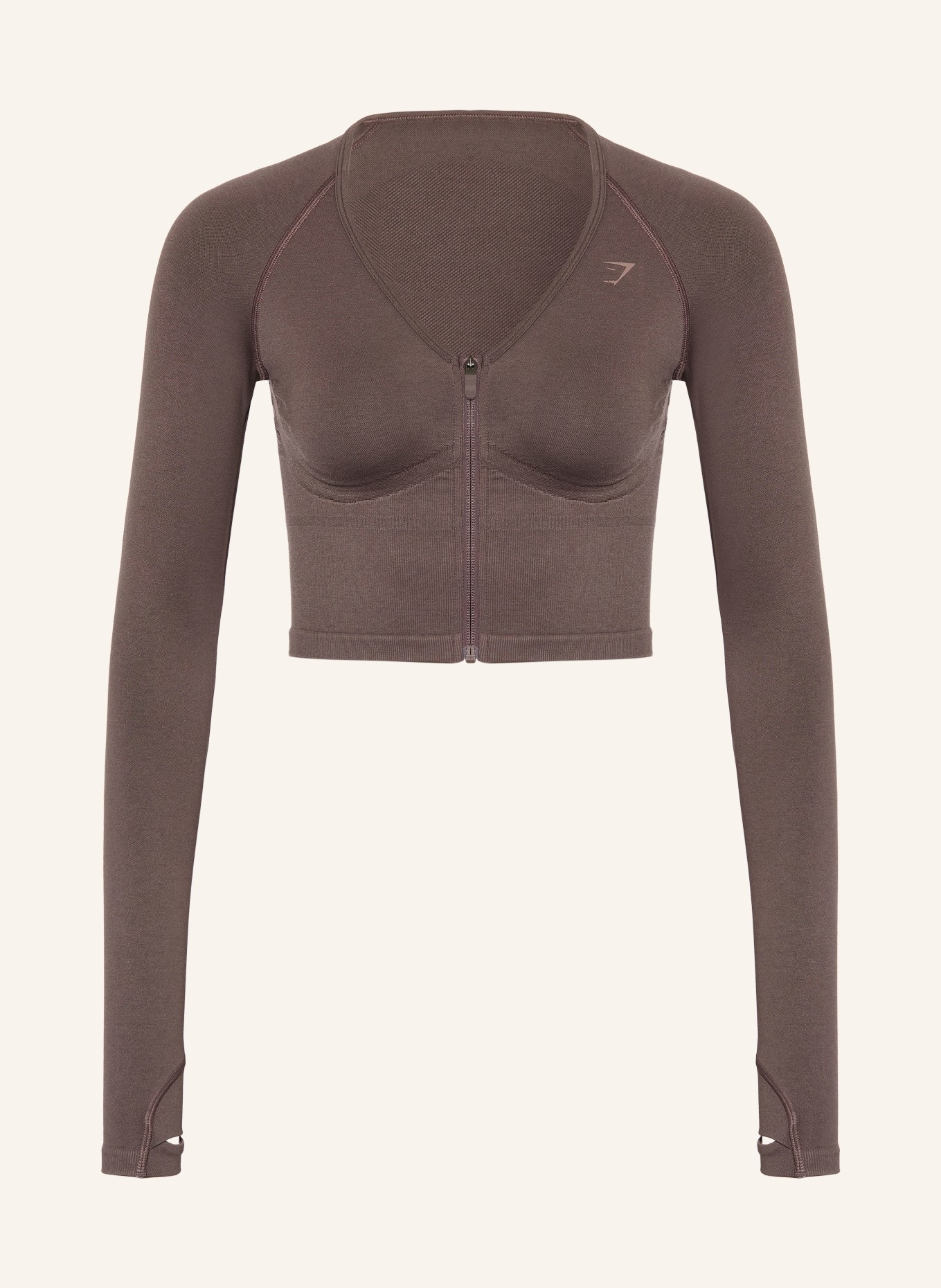 GYMSHARK Trainingsjacke LIFT SEAMLESS: DUNKELBRAUN
