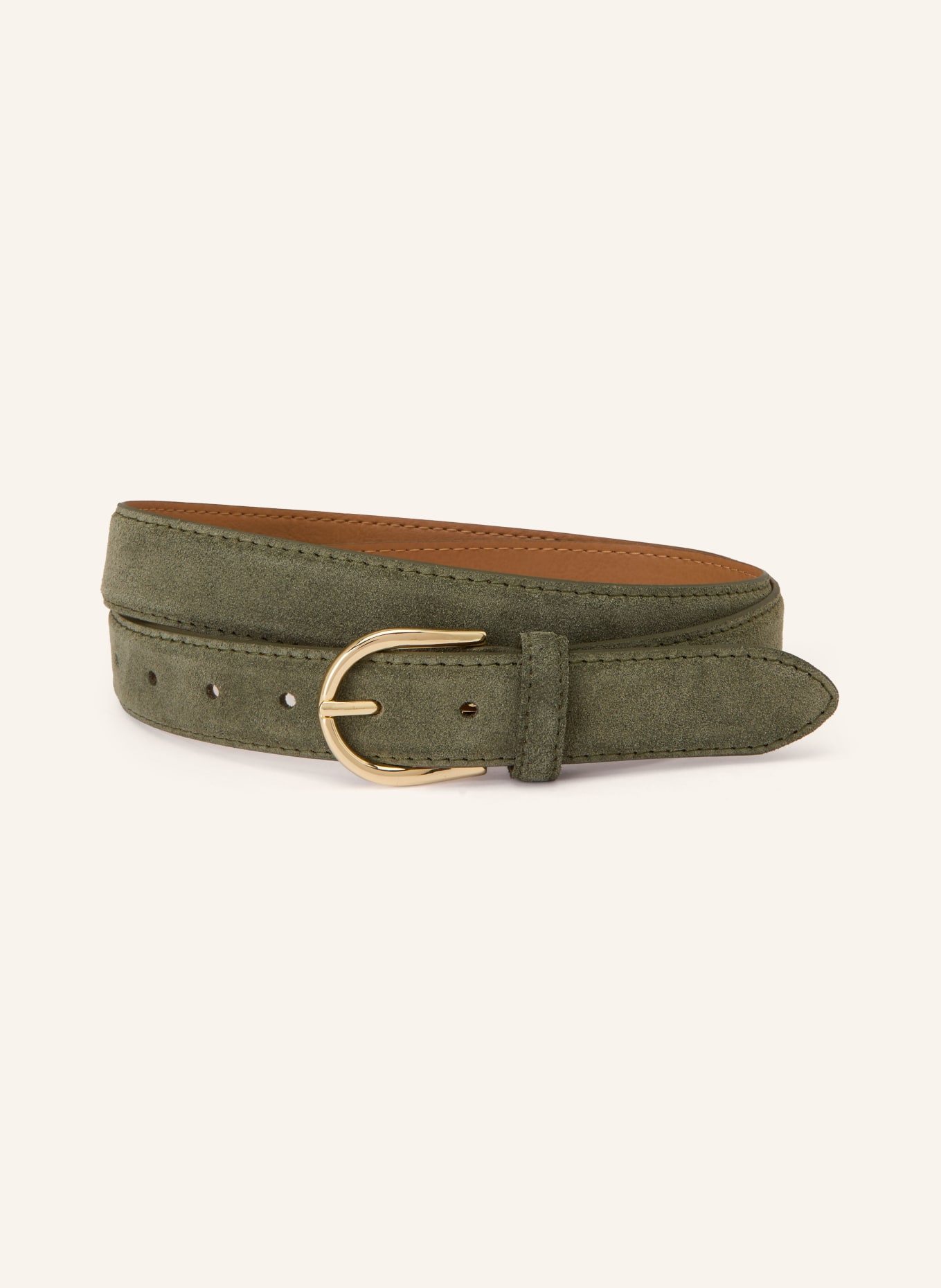 Vanzetti leather belt: KHAKI / GOLD