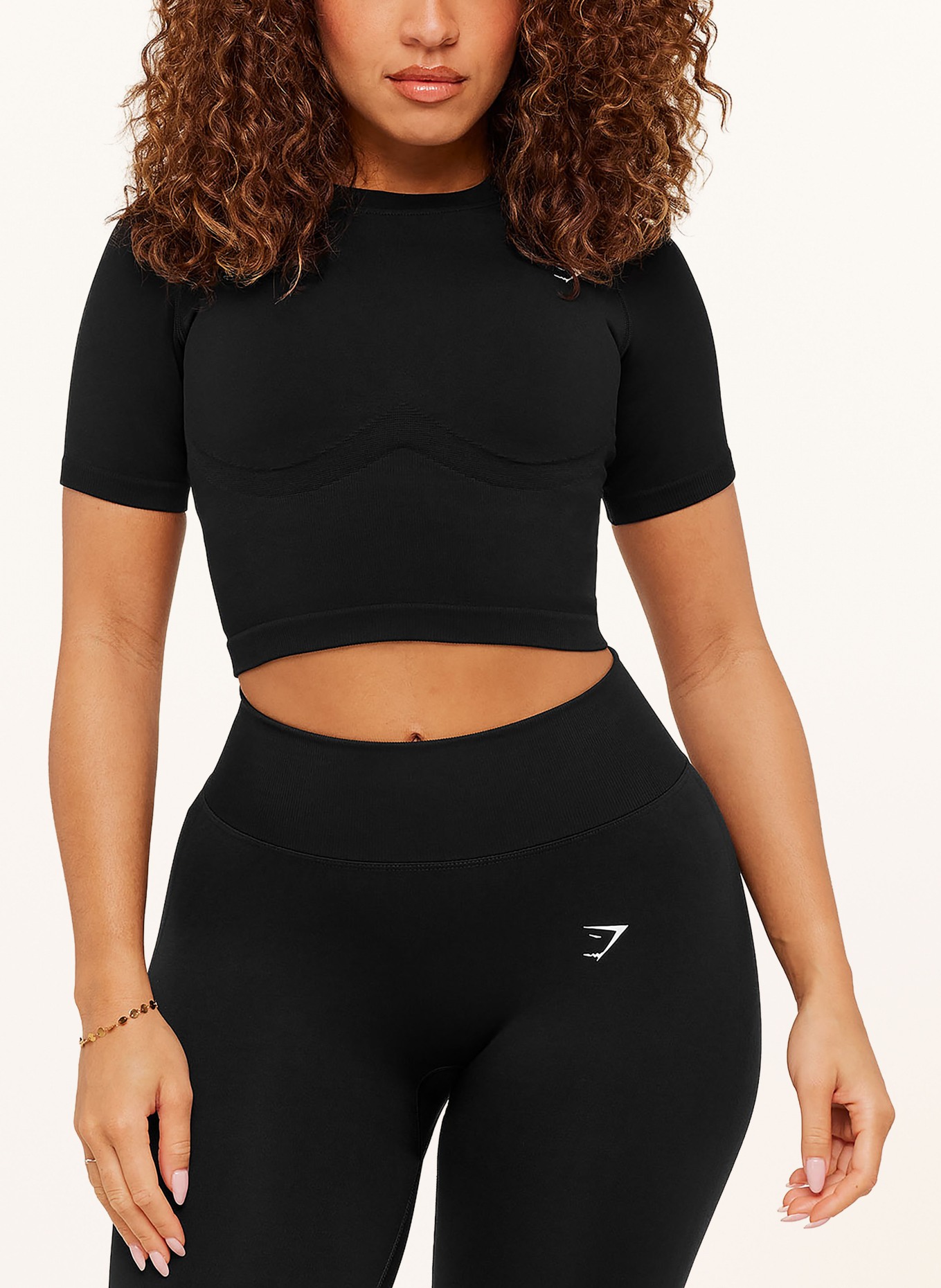 GYMSHARK Cropped-Shirt LIFT SEAMLESS: SCHWARZ
