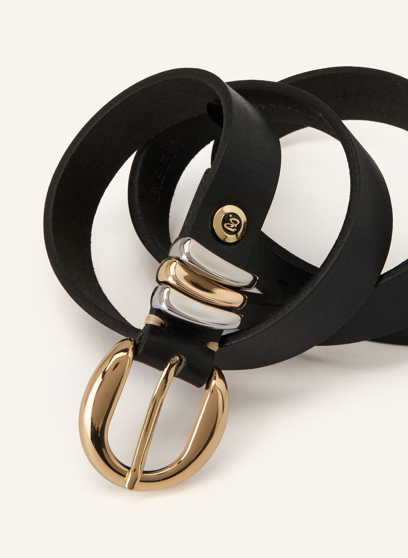 b.belt Ledergürtel VALERIA: SCHWARZ / SILBER / GOLD