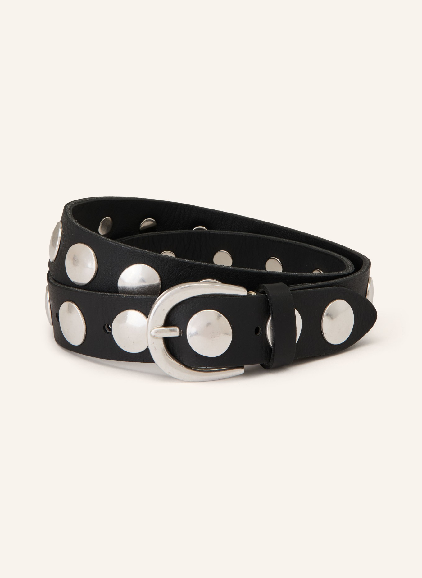b.belt LUNA leather belt with studs: BLACK / SILVER