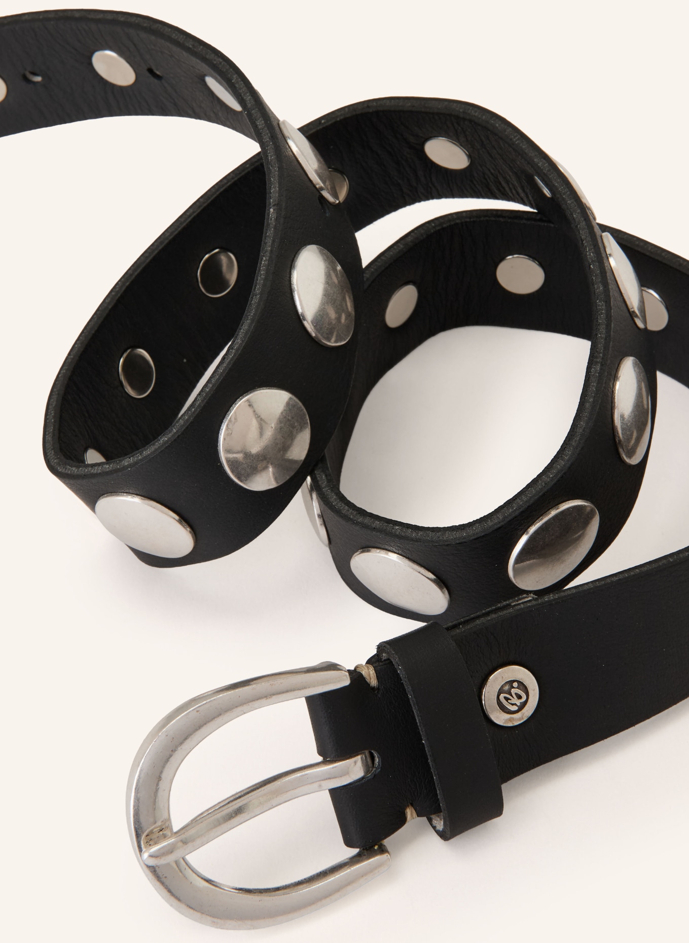 b.belt LUNA leather belt with studs: BLACK / SILVER